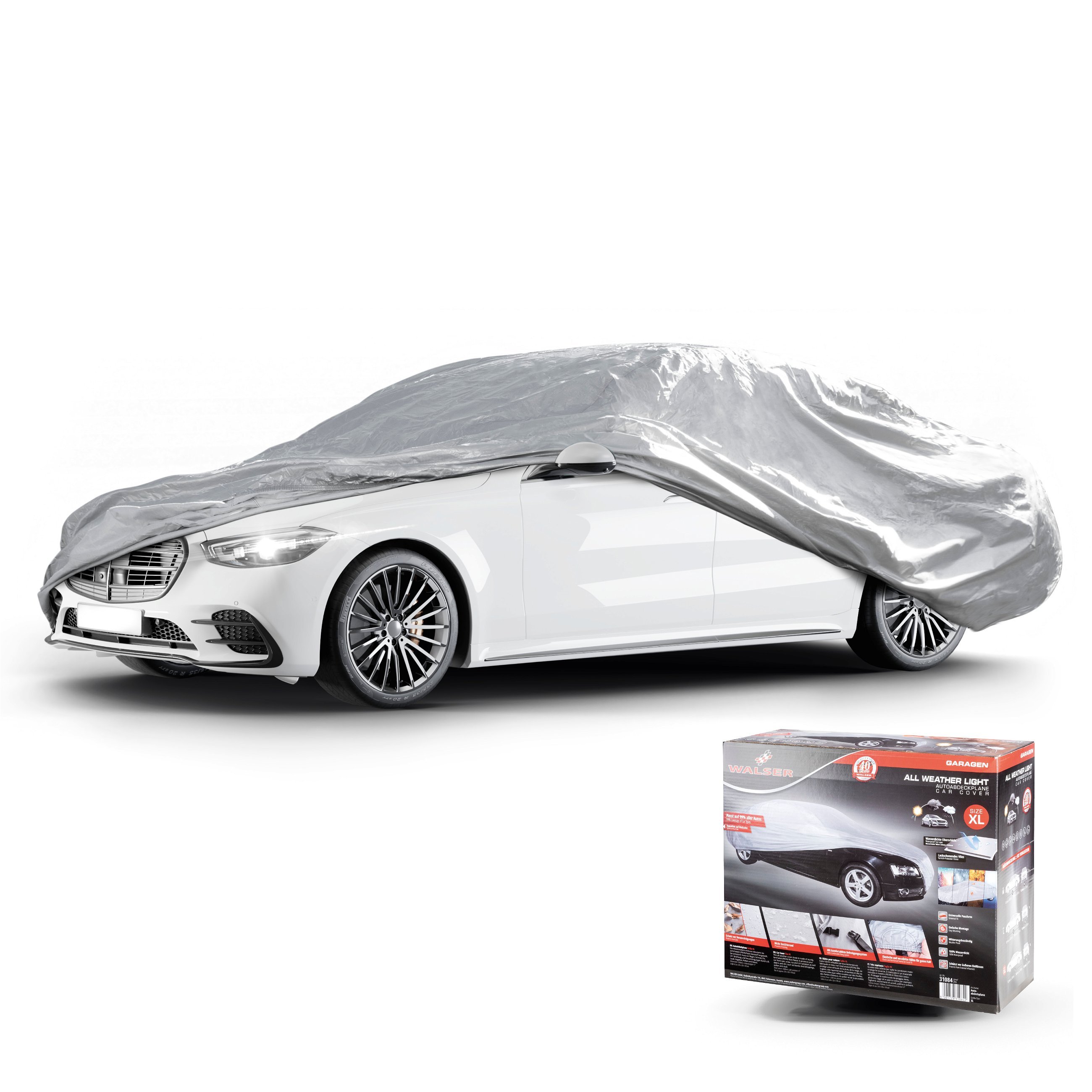 Car tarpaulin All Weather Light full garage size XL light grey
