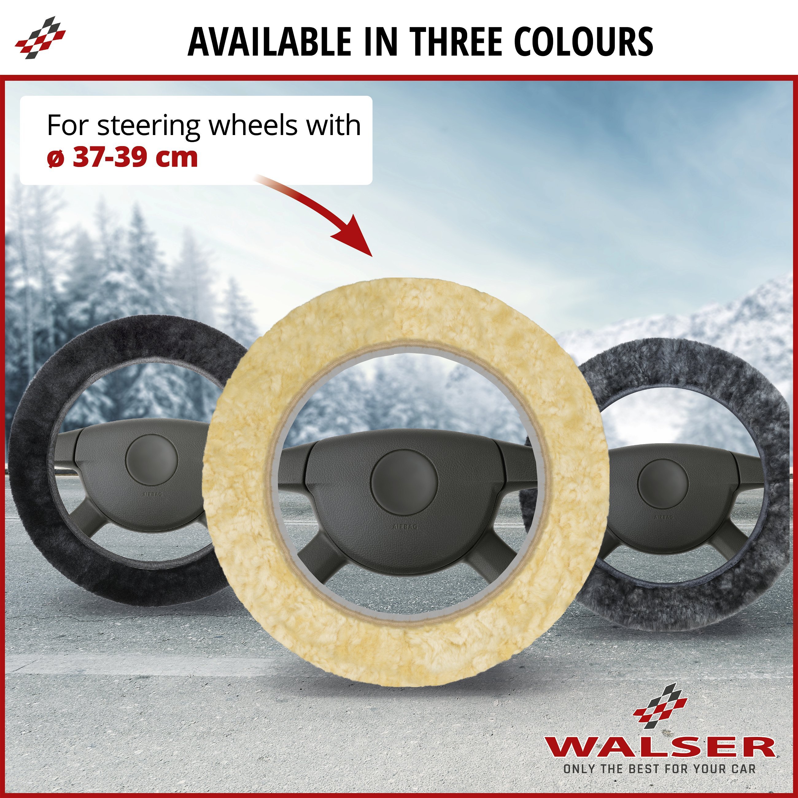 Lambskin steering wheel cover - Steering wheel cover in anthracite