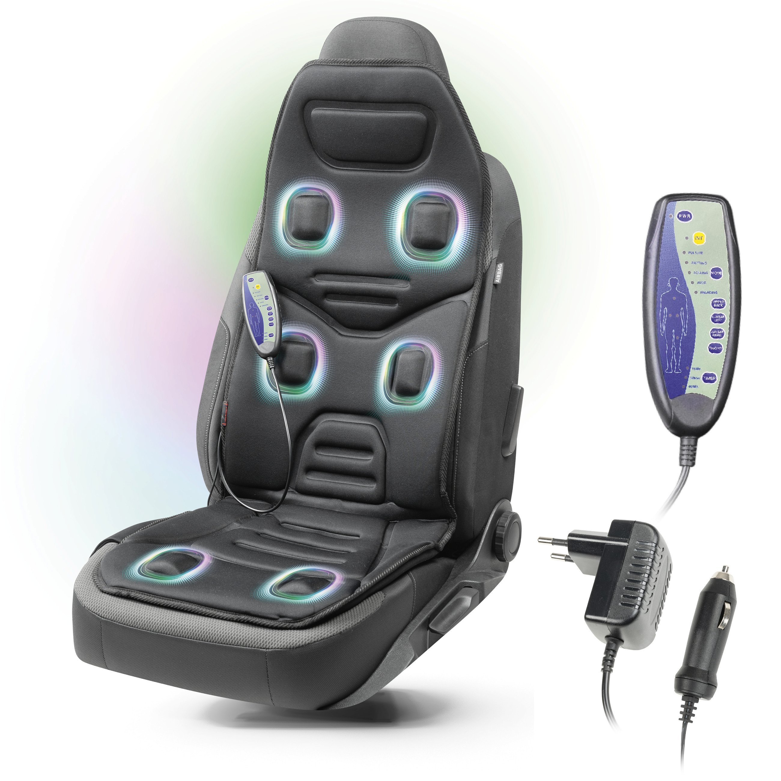 Support de siège de massage Relax Drive, support de siège universel pour voiture avec 5 programmes de massage