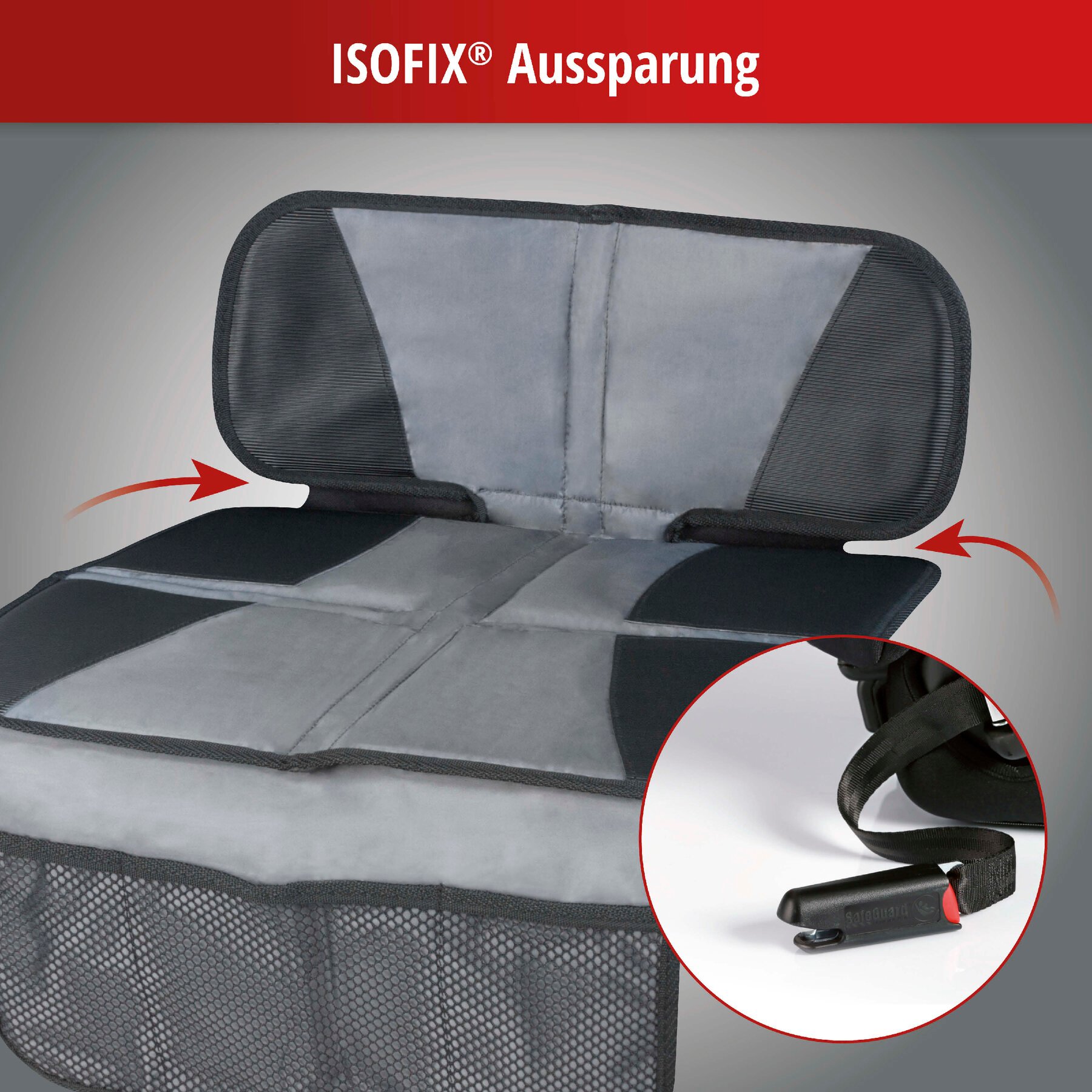 Kindersitzunterlage Tidy Fred, Auto-Schutzunterlage, Sitzschoner Kindersitz grau/schwarz