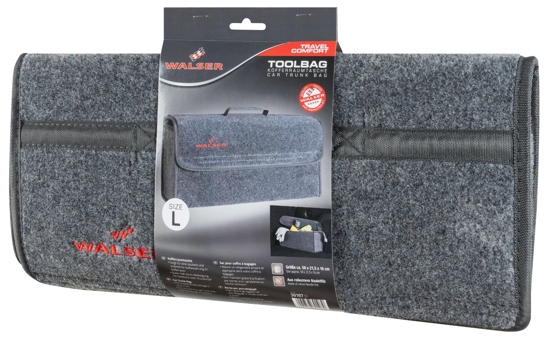 Kofferraumtasche Toolbag Größe L, Auto-Aufbewahrungstasche grau 50x16x21 cm