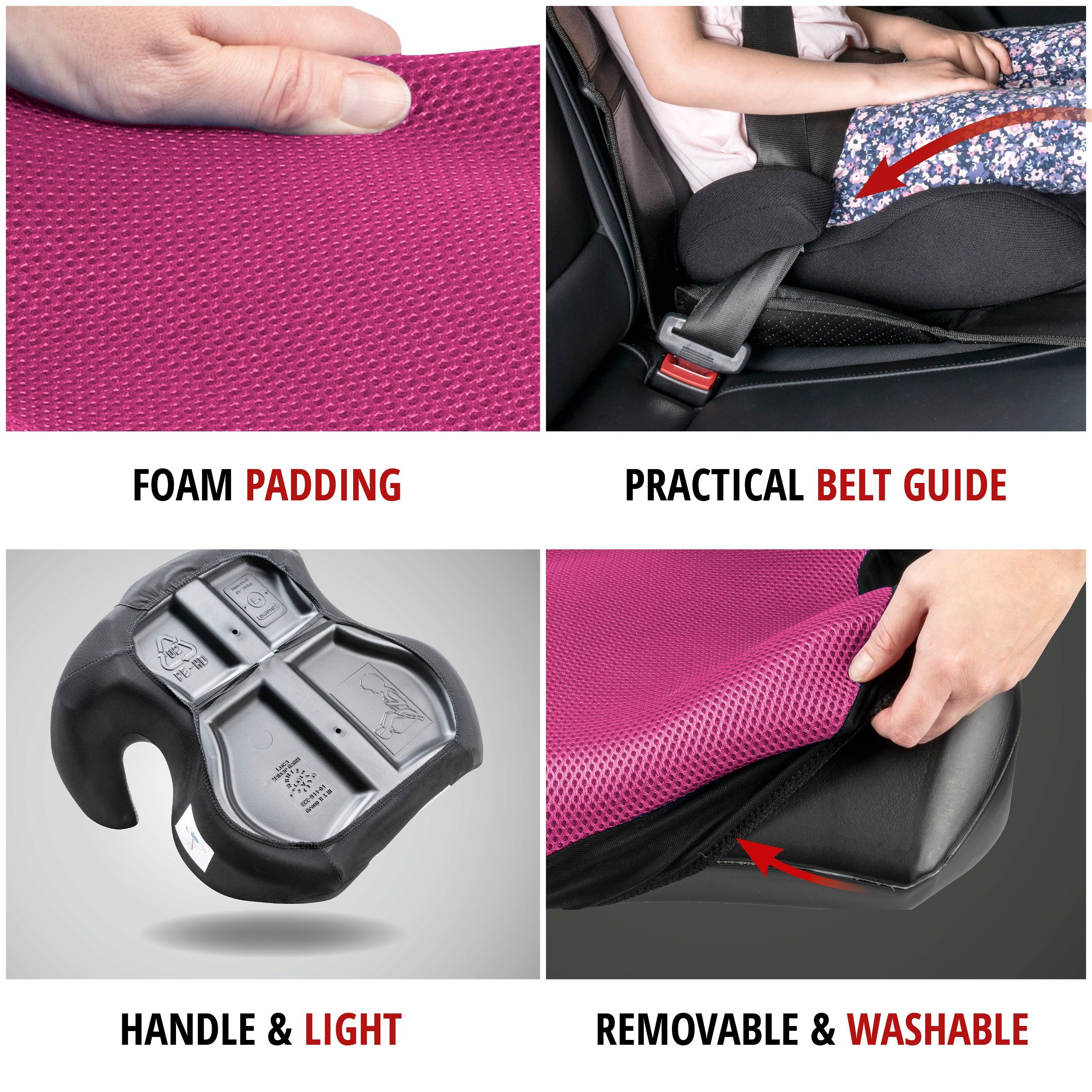 Booster seat Lino black/pink