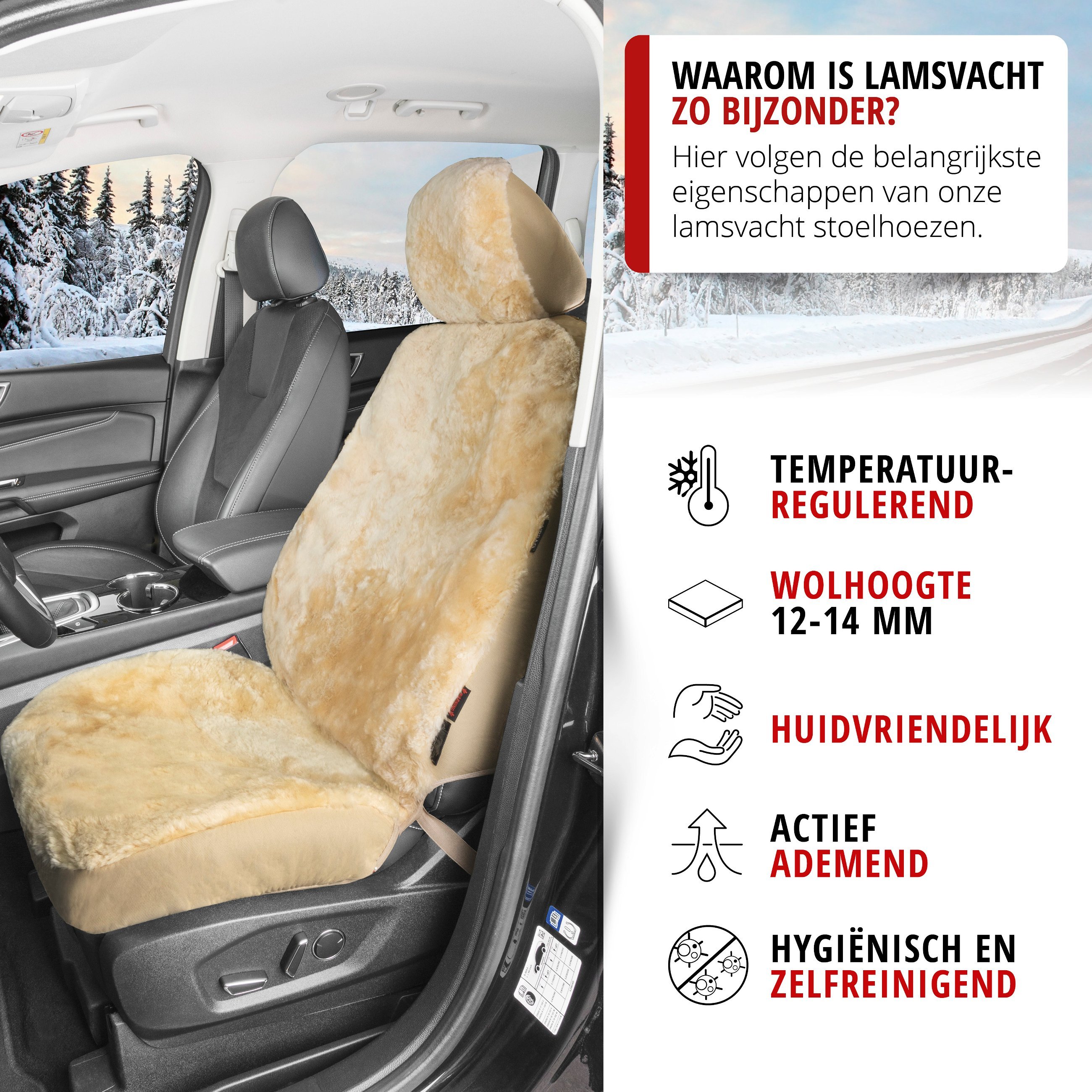 Autostoelhoes Lamsvel beige