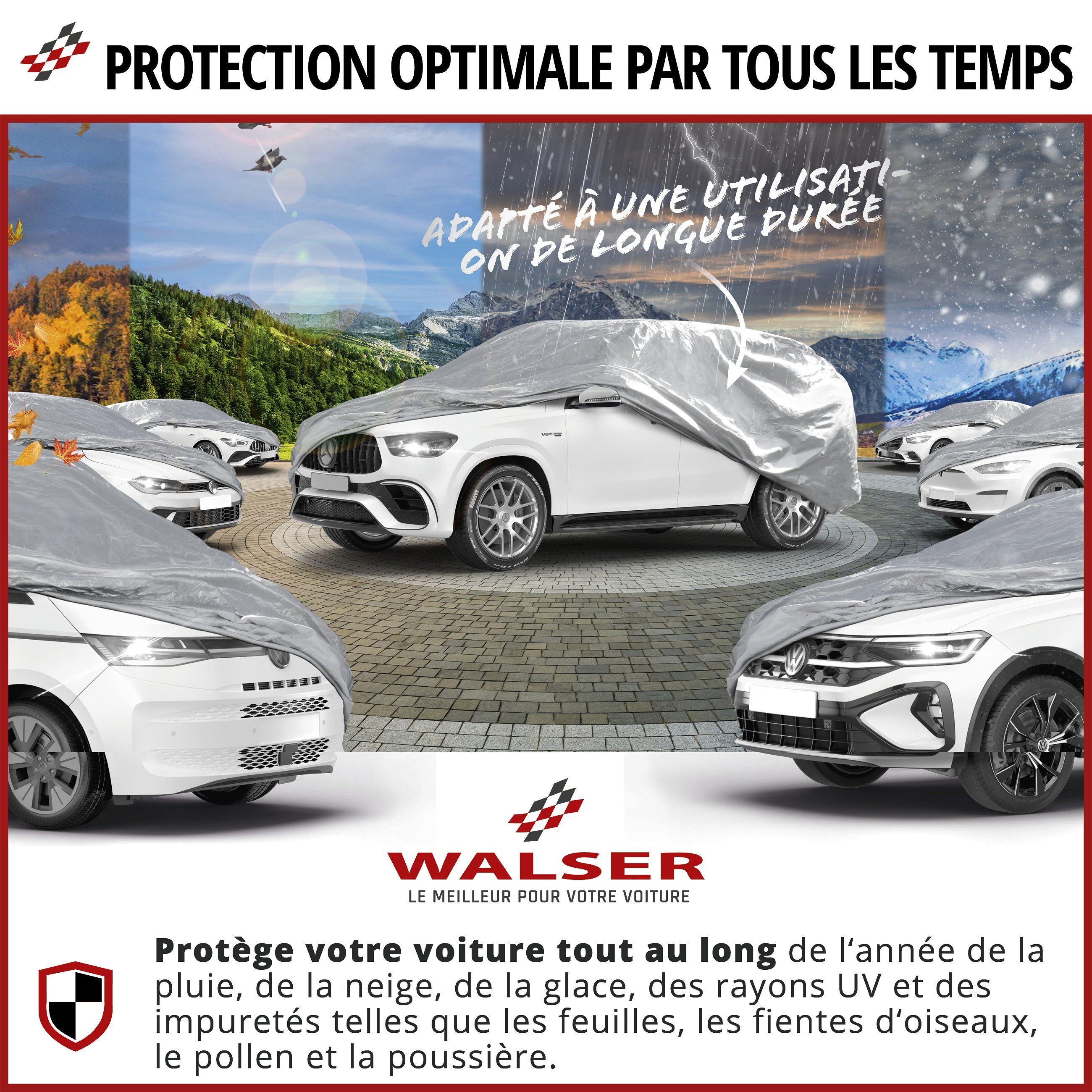 Bâche voiture All Weather Basic, bâche de voiture garage complet taille L argent