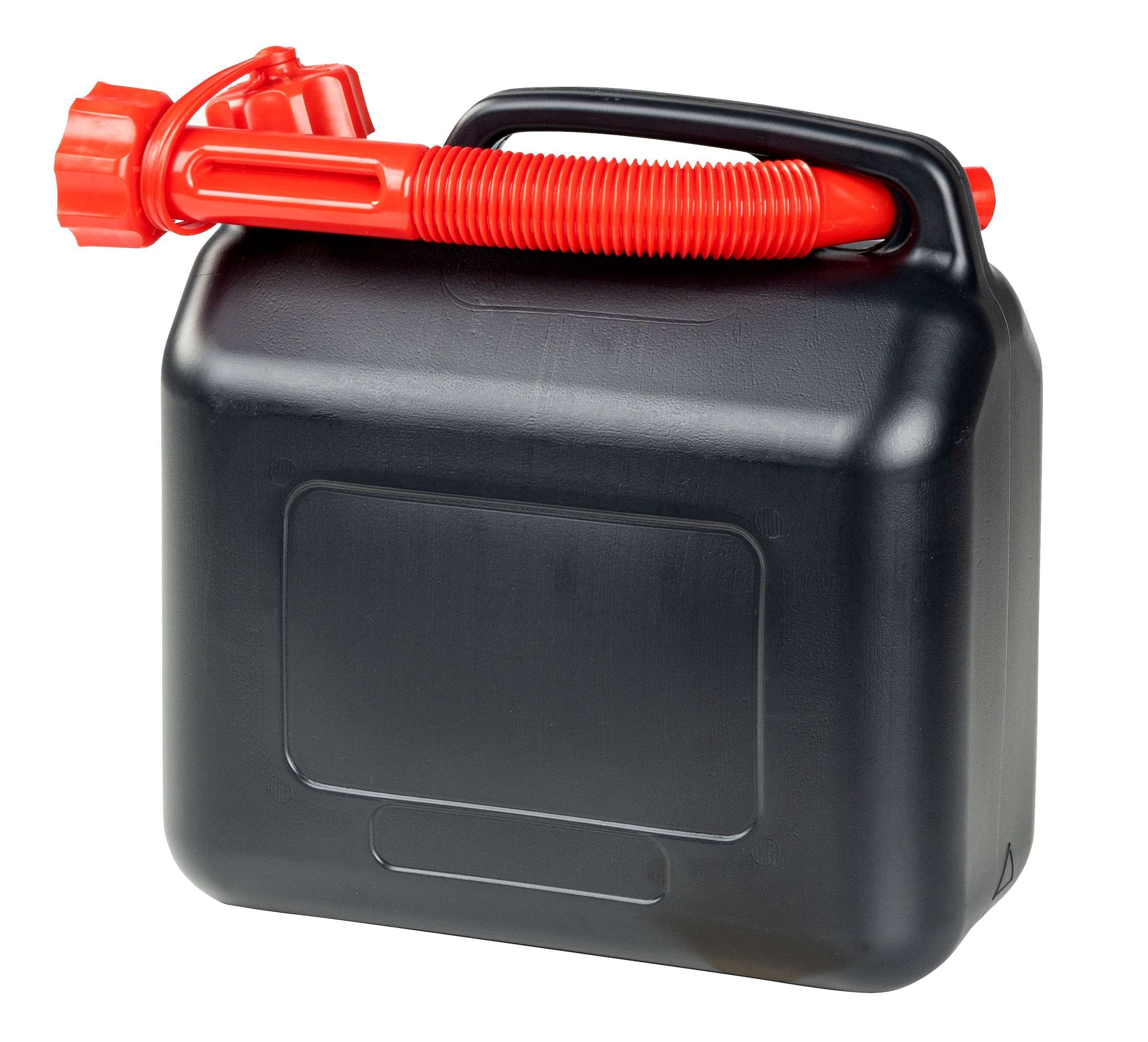 Benzinkanister 5 Liter, Krafstoffkanister UN-geprüft, Reservekanister mit Sicherheitsverschluss schwarz/rot