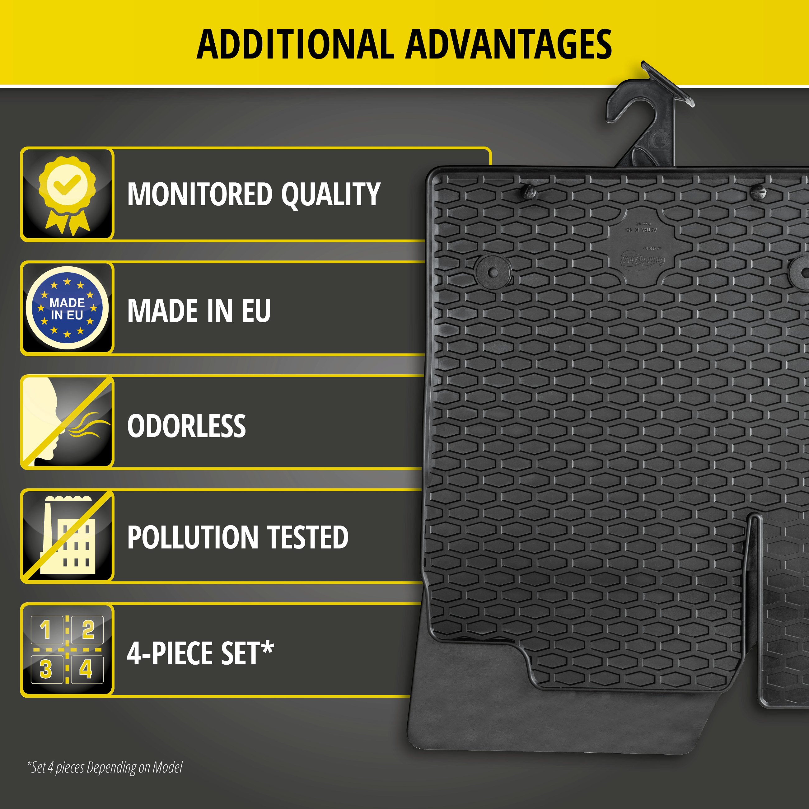 Rubber mats DirtGuard for Mercedes-Benz GLE 04/2015-10/2018, M-Class 02/2005-12/2015, GLE Coupe 03/2015-10/2019