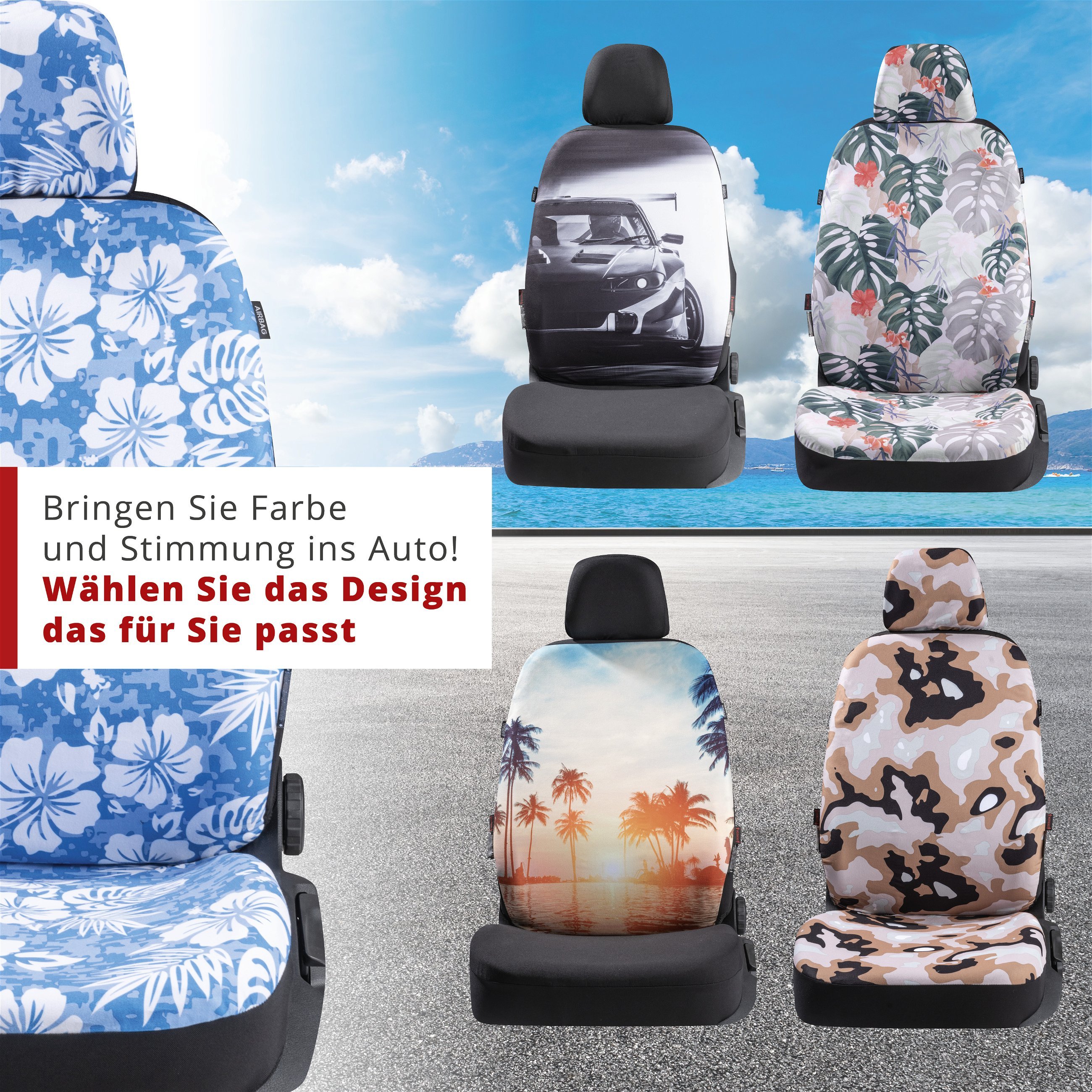 Autositzbezug Tropical Hawaii, PKW-Schonbezug Einzelsitz Tropical-Design