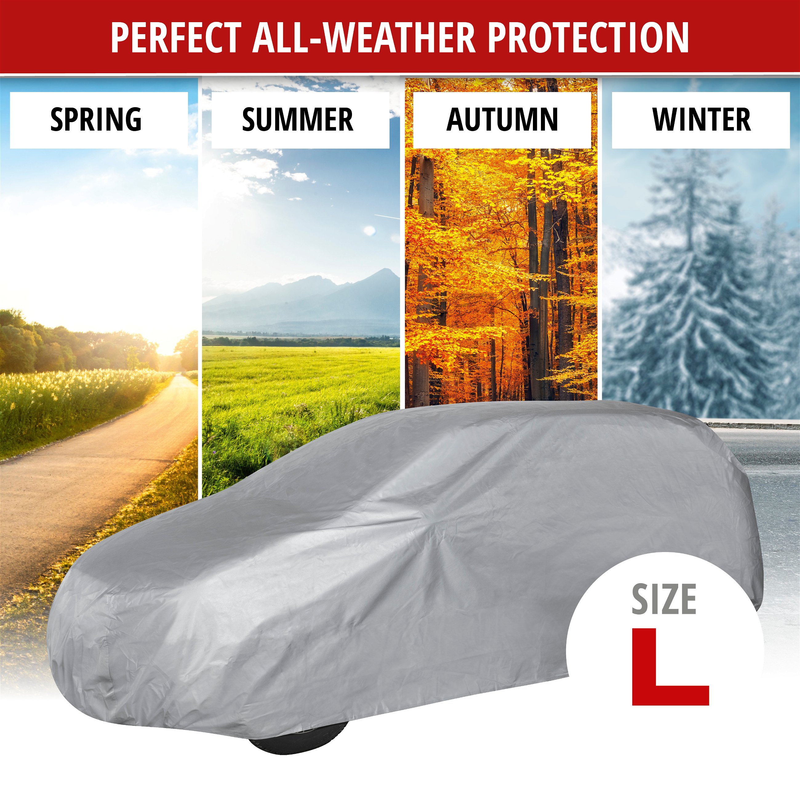 Car tarpaulin All Weather Light SUV full garage size L light grey