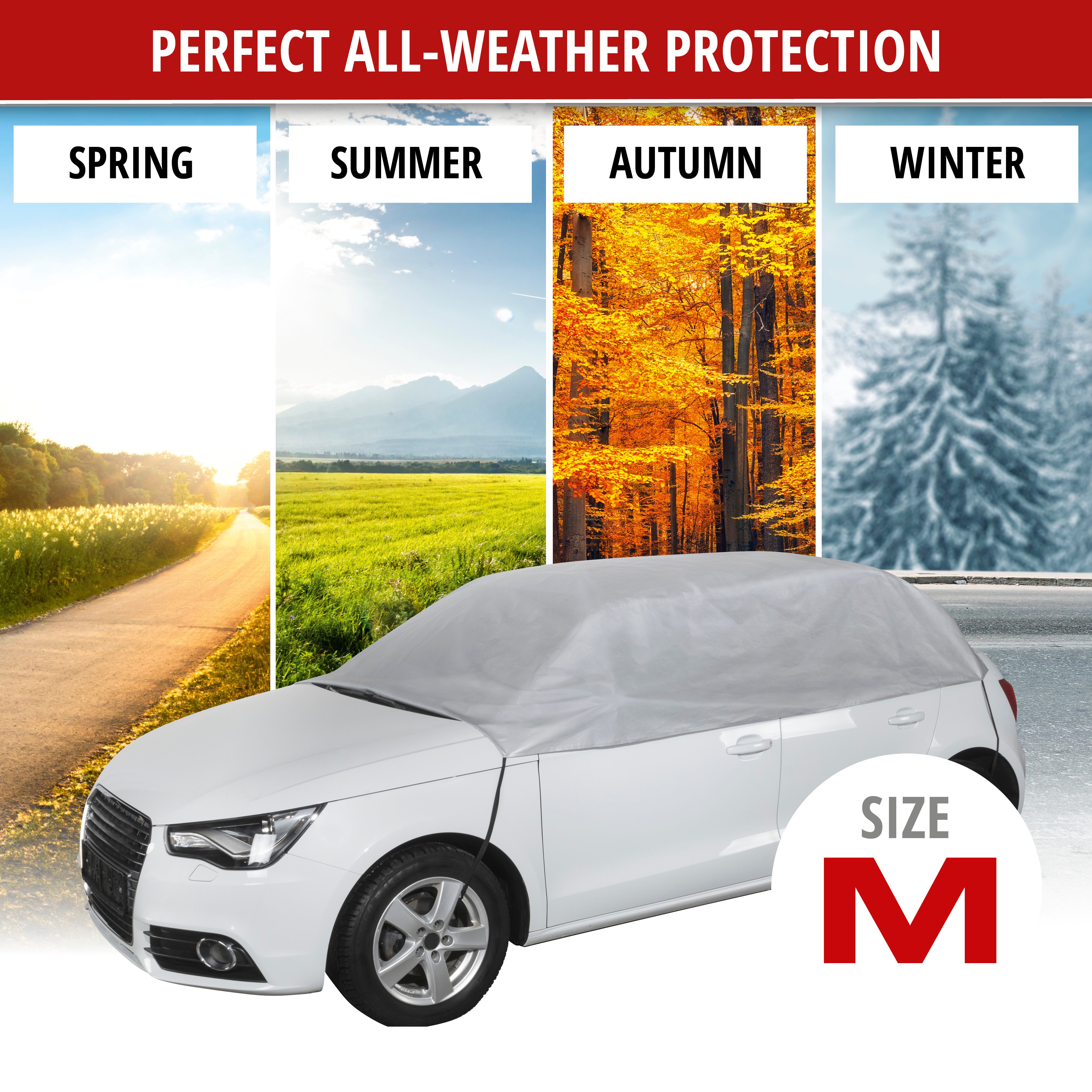 Car tarpaulin All Weather Light half garage size M light grey