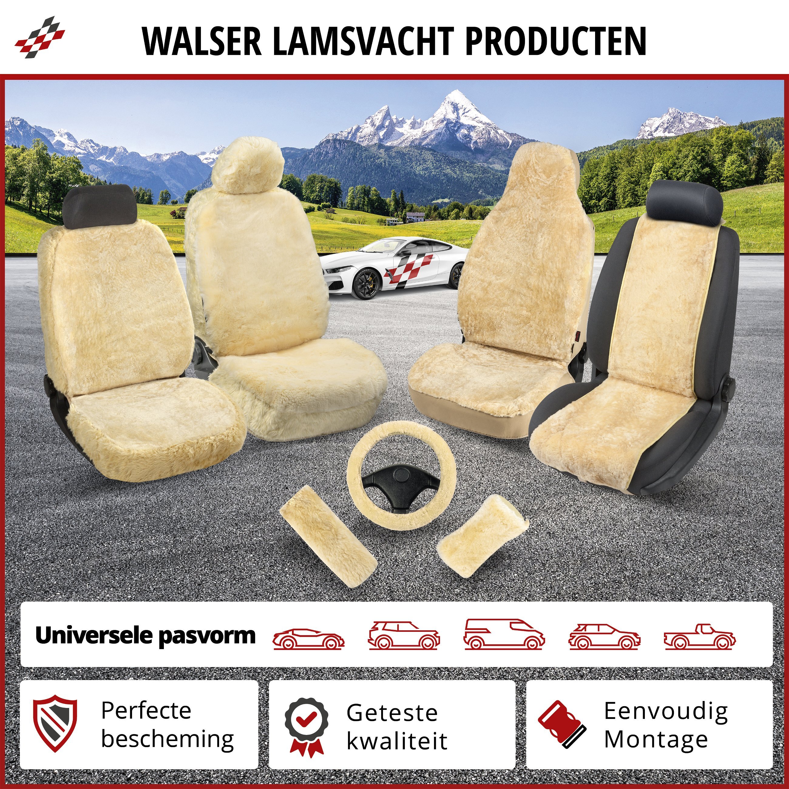 Autostoelhoes Lamsvel beige