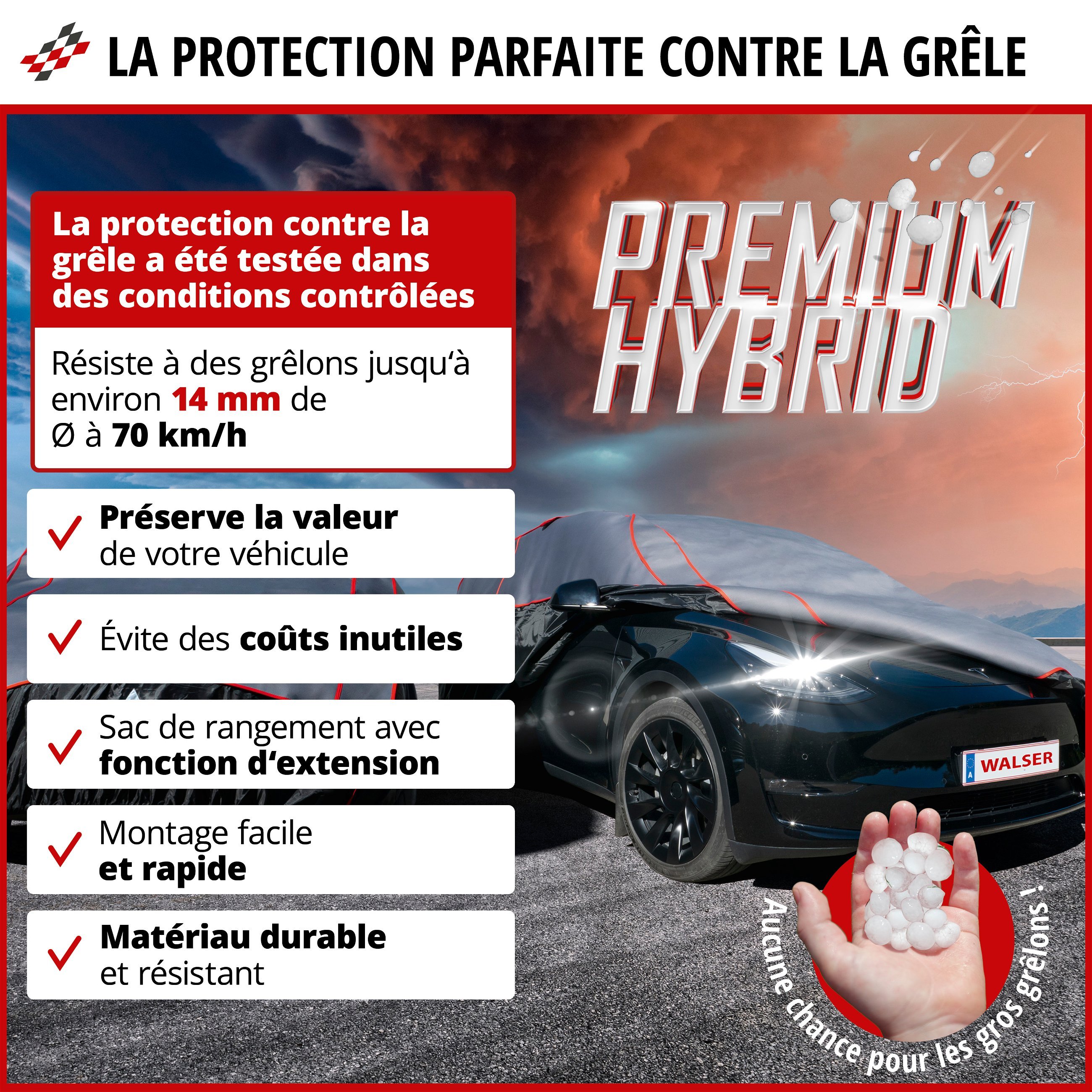 Bâche de Voiture anti-grêle Premium Hybrid taille S