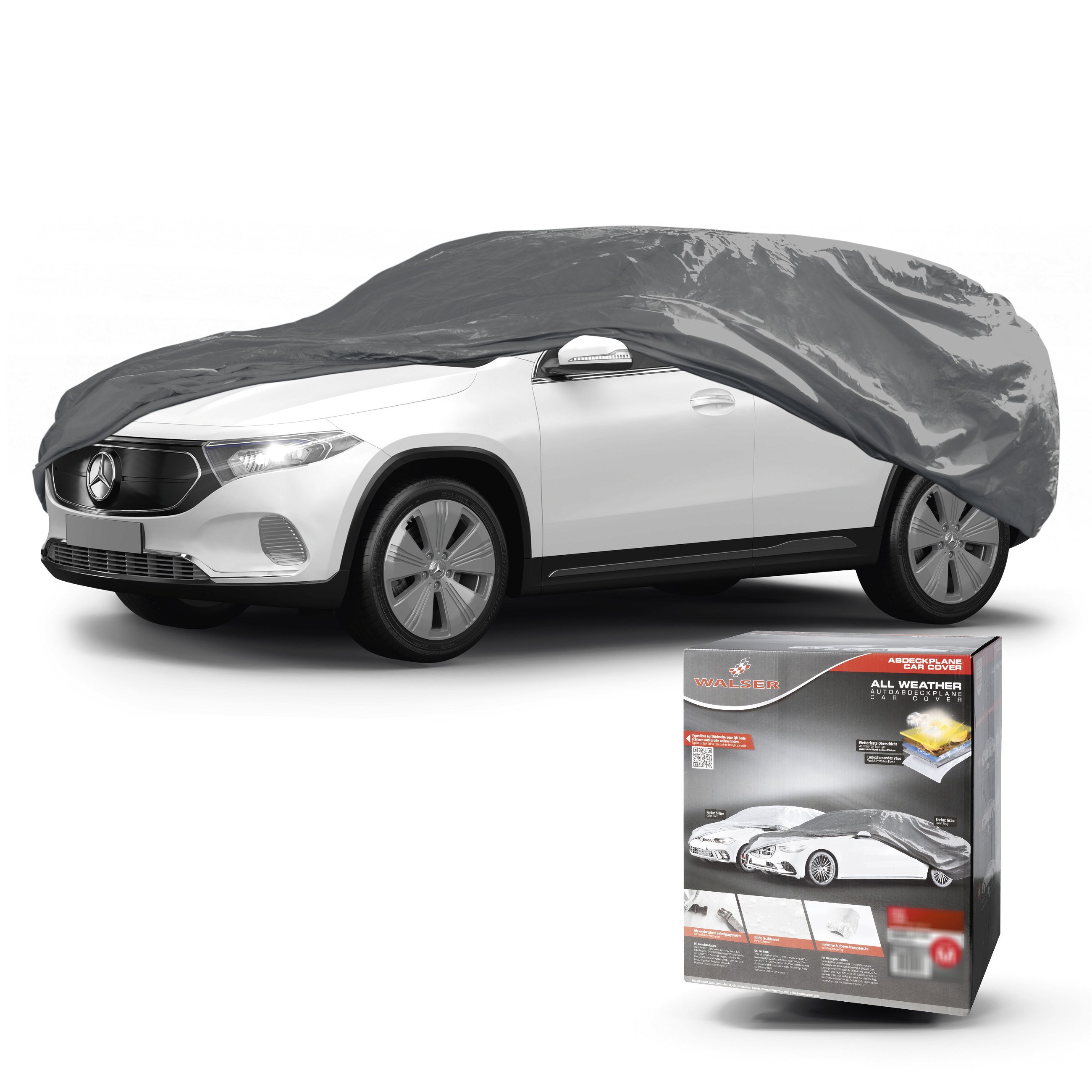 Abdeckplane Auto All Weather Basic, Autoplane Vollgarage SUV Größe M, Autoabdeckung grau