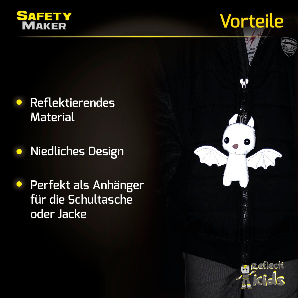 Soft Anhänger Batty aus reflektierendem Material silber