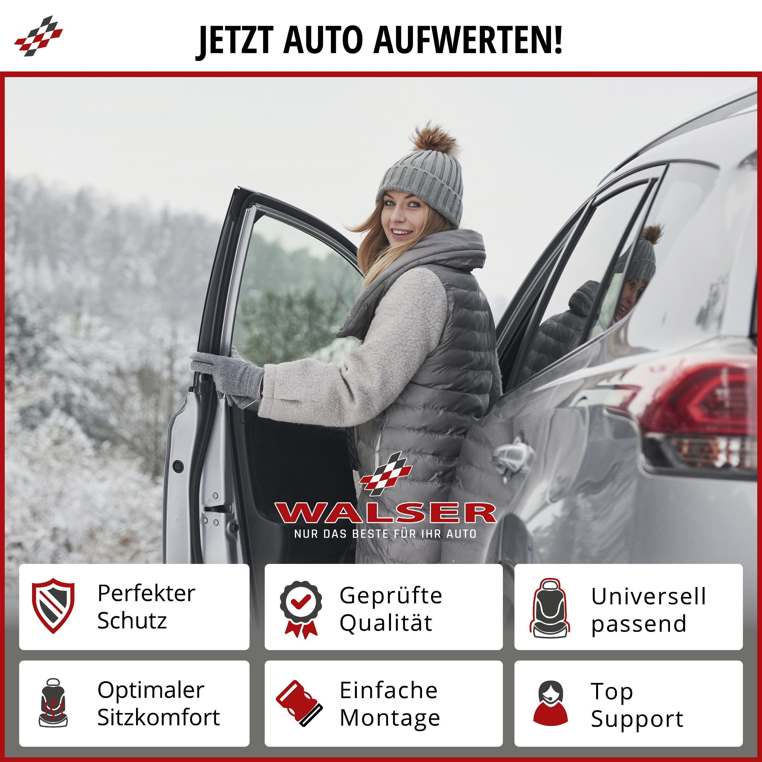 PKW Sitzauflage Caldo, Sitzaufleger Lehne & Sitzteil separat beheizbar, Autositz Heizkissen mit 12-Volt-Stecker