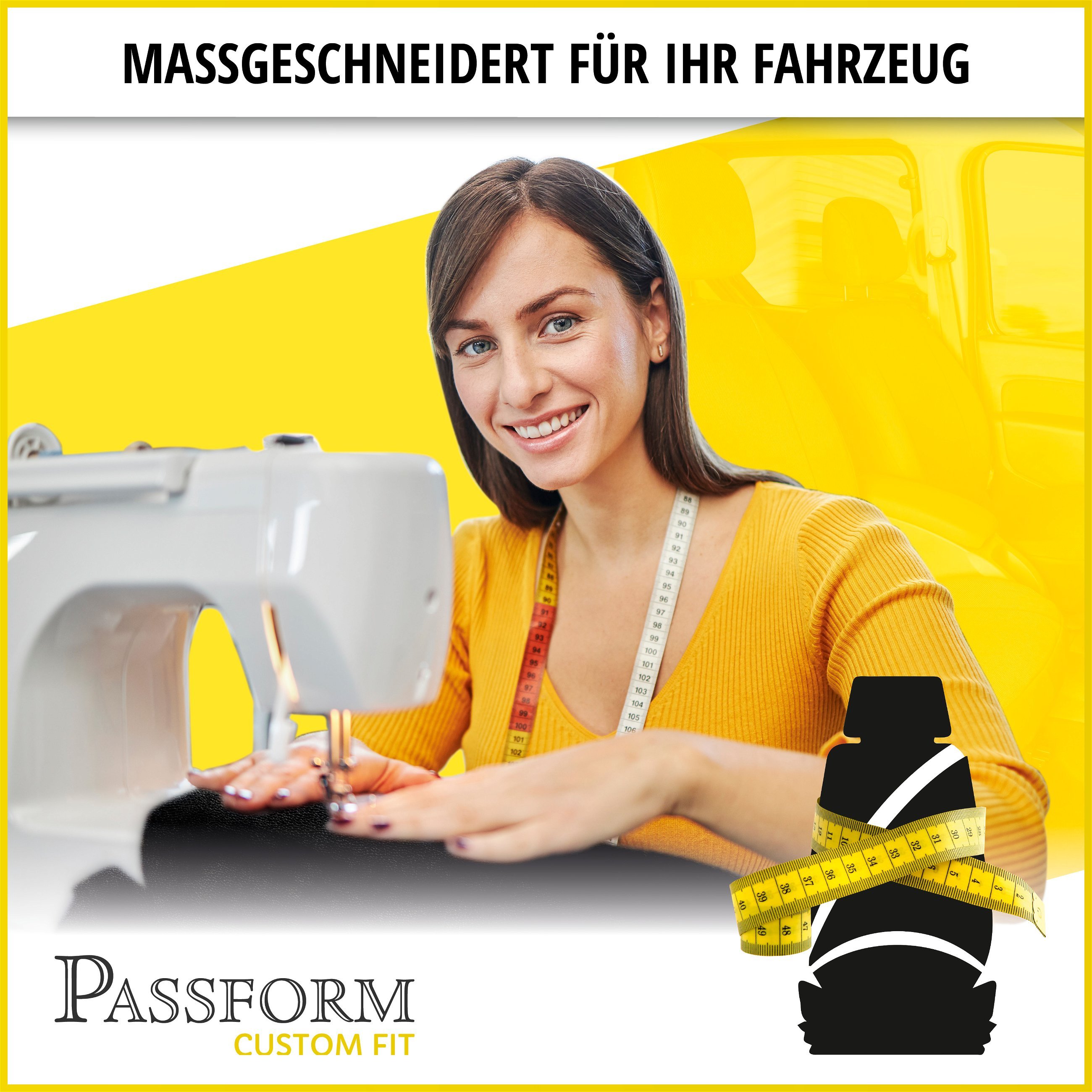 Passform Sitzbezug aus Stoff kompatibel mit Mercedes-Benz V-Klasse 447, Doppelbank vorne