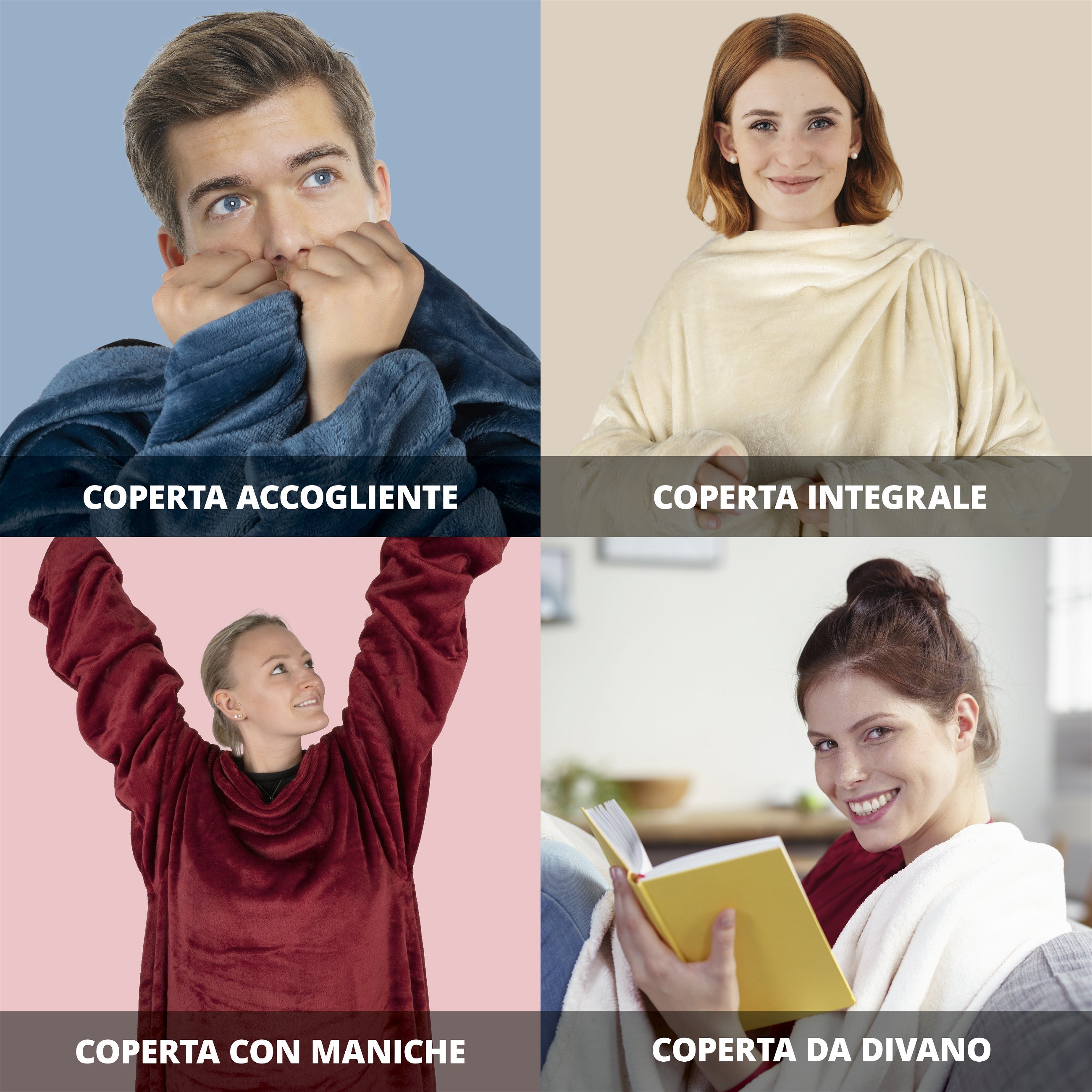 Coperta in pile con maniche XL grigie 170x200cm