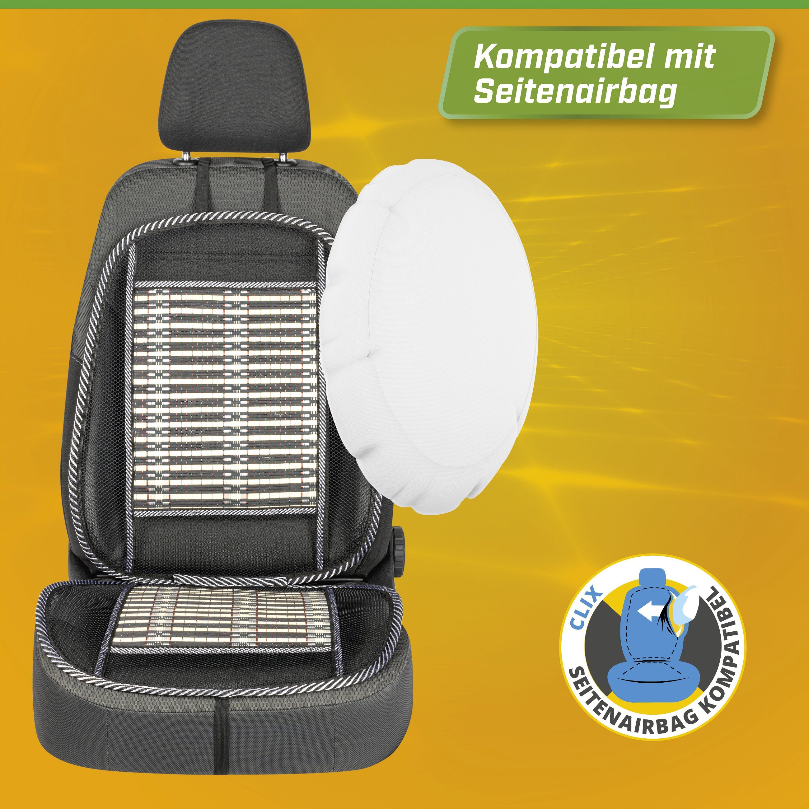 Atmungsaktive Bambus-Sitzauflage, Auto-Sitzauflage beige/schwarz