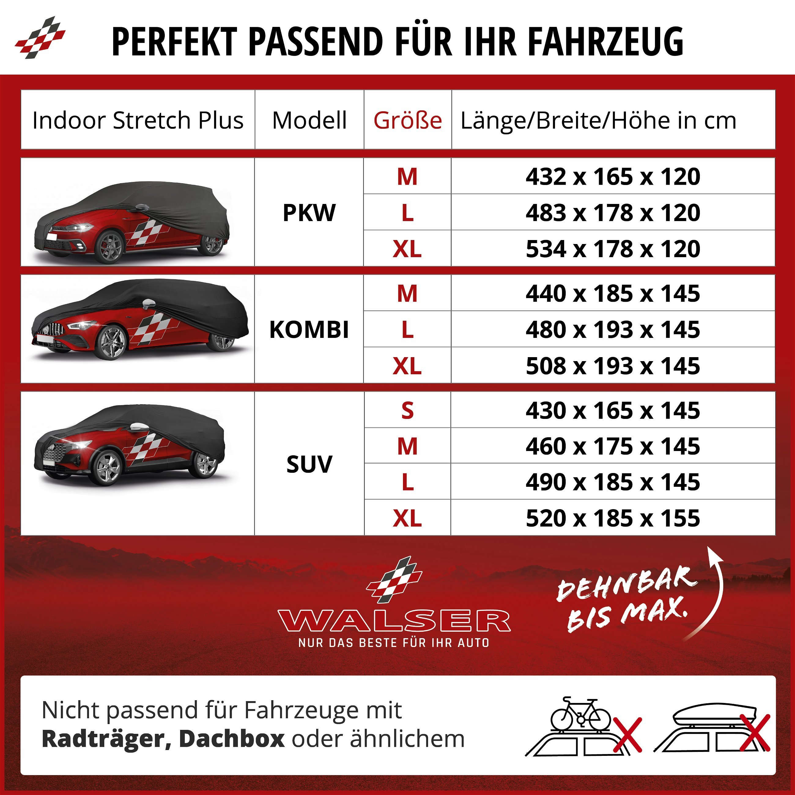 Autoplane Indoor Stretch Plus, PKW-Abdeckplane Kombi Größe XL schwarz
