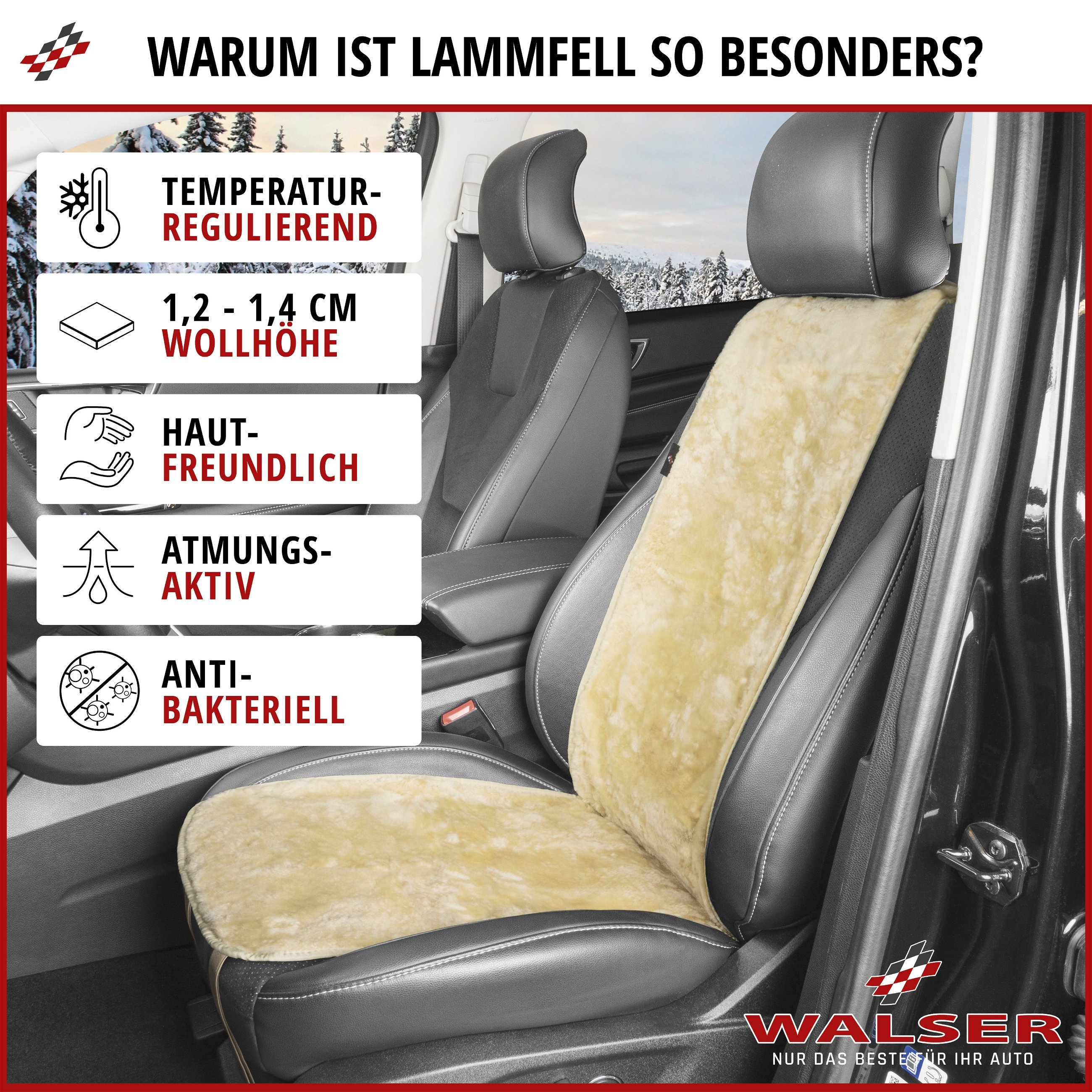PKW Sitzauflage aus Lammfell Cosmo, Auto-Sitzaufleger, Lammfell-Sitzauflage beige