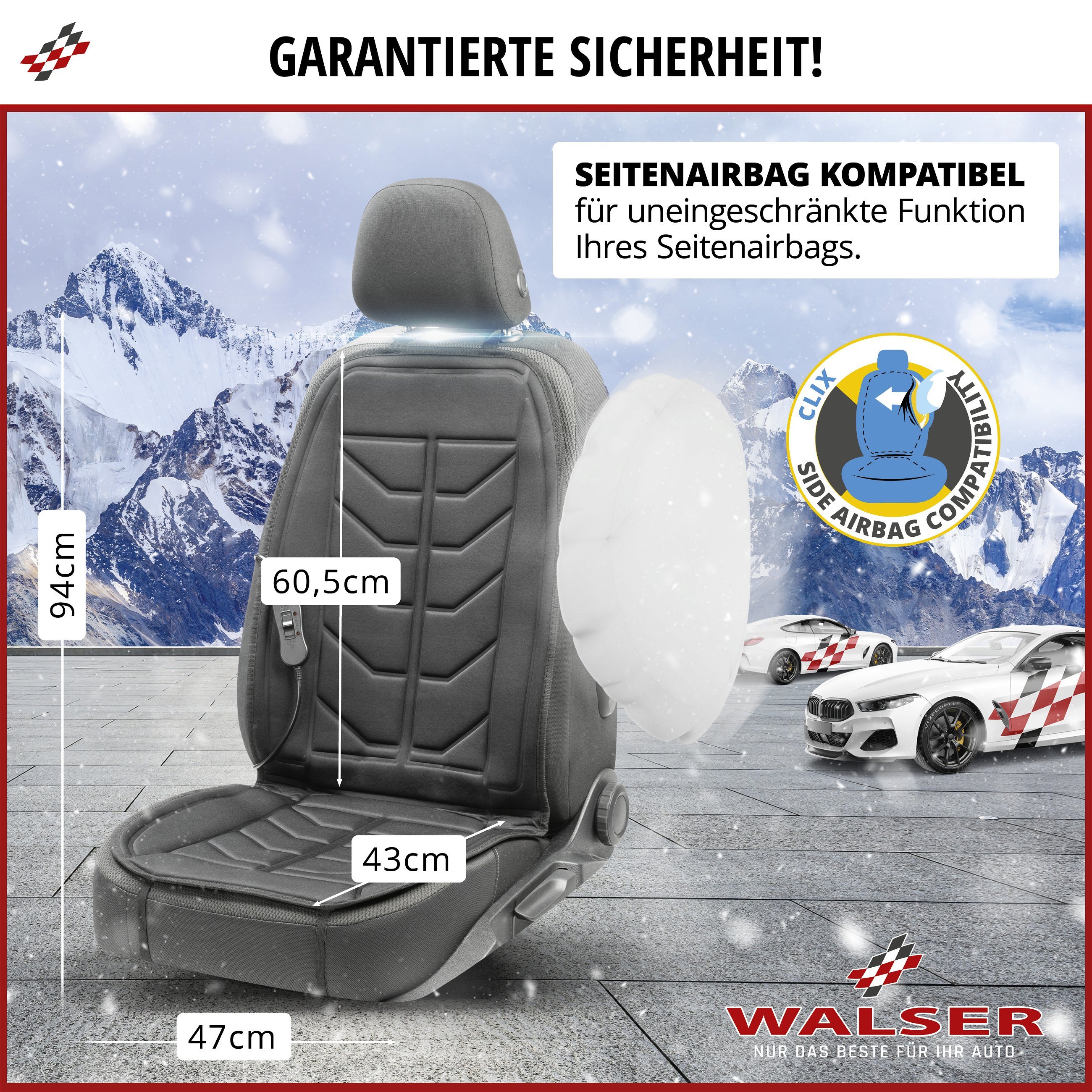 PKW Sitzauflage Calor, Sitzaufleger beheizbar, Autositz Heizkissen mit 12-Volt-Stecker