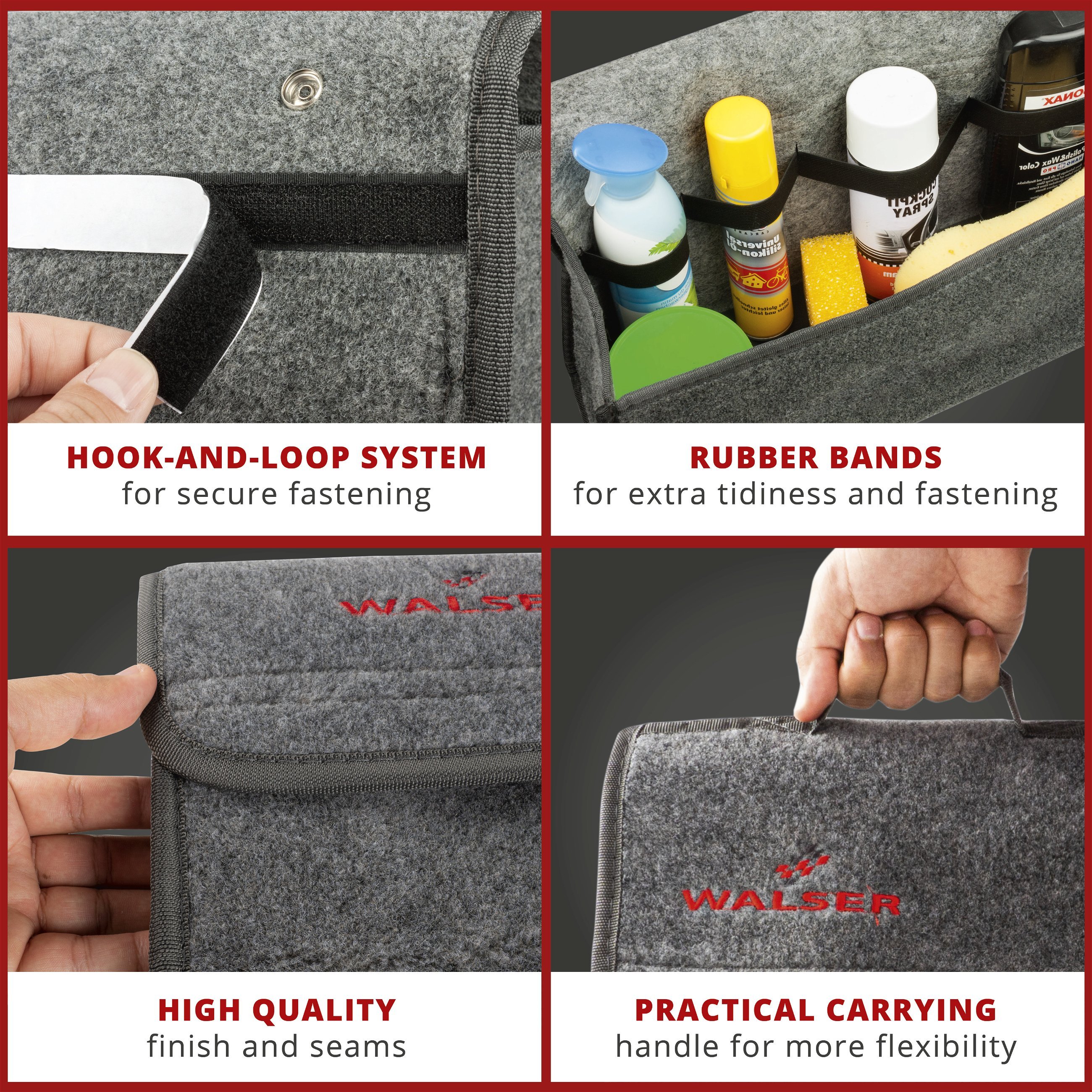Car boot bag Toolbag size XXL, car storage bag grey 57x16x21cm