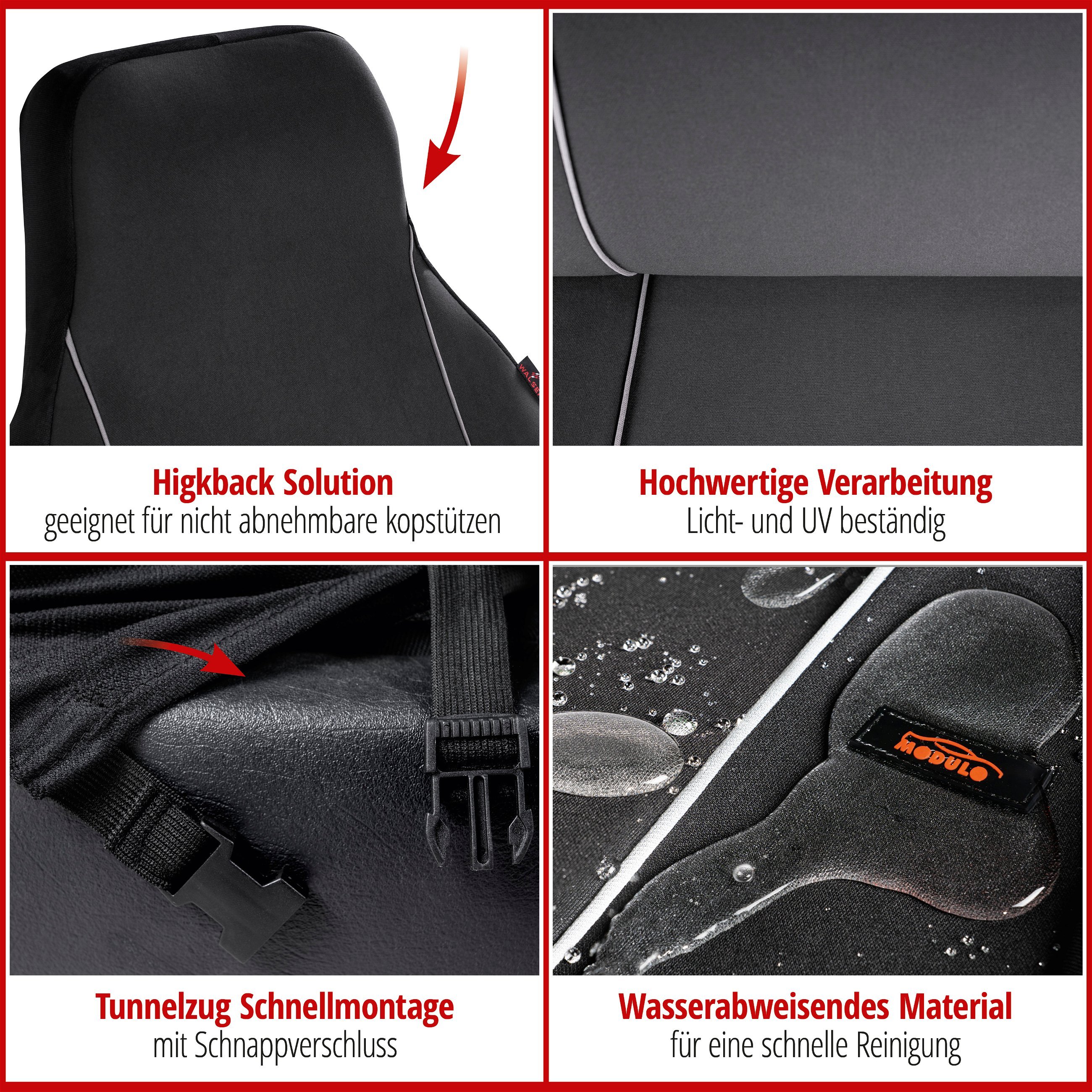 Autositzbezug Modulo, PKW-Schonbezug Einzelsitz für Highback graphit