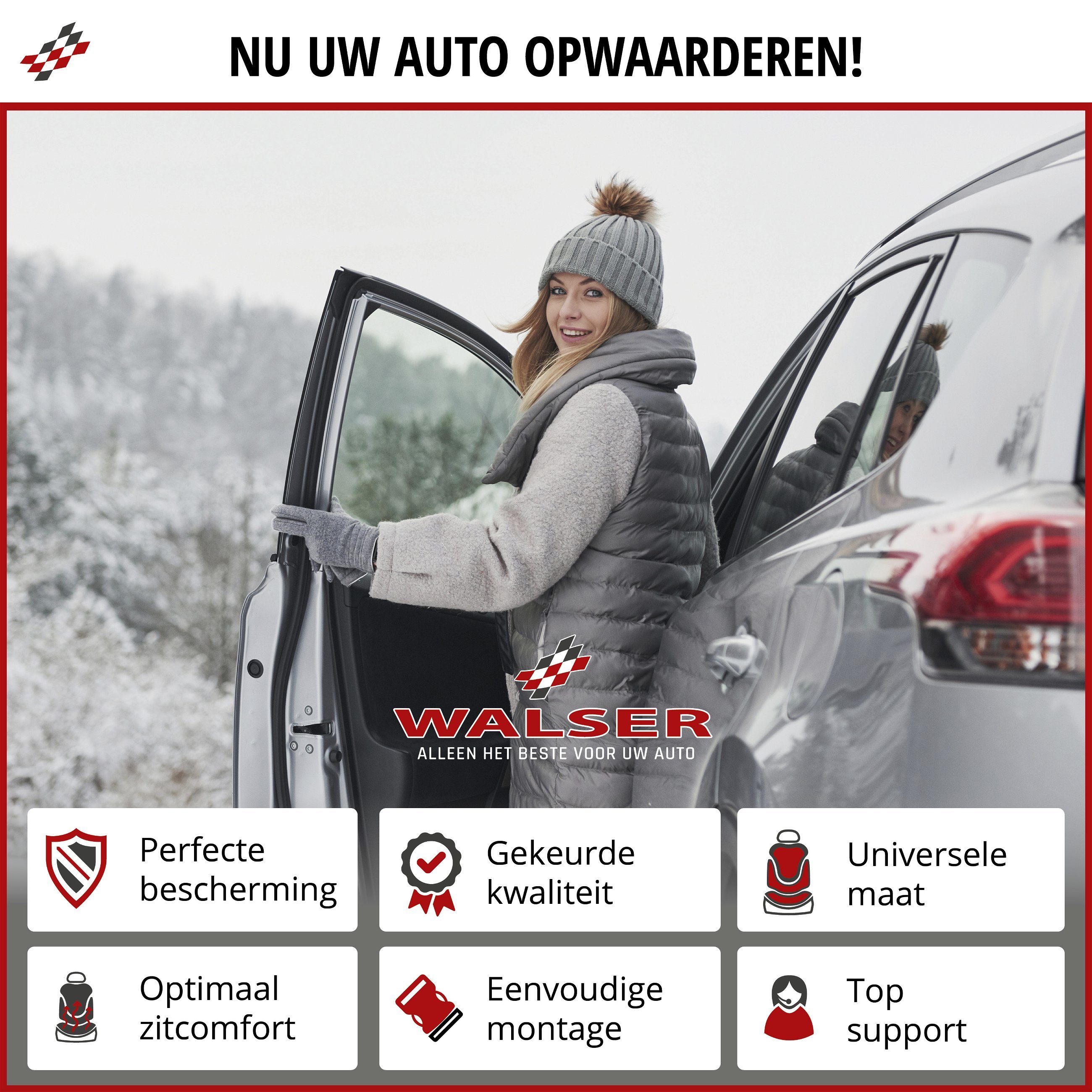 Autozetelhoes Caldo, zetelhoes rugleuning & zitgedeelte afzonderlijk verwarmbaar, verwarmingskussen autostoel met 12-volt stekker