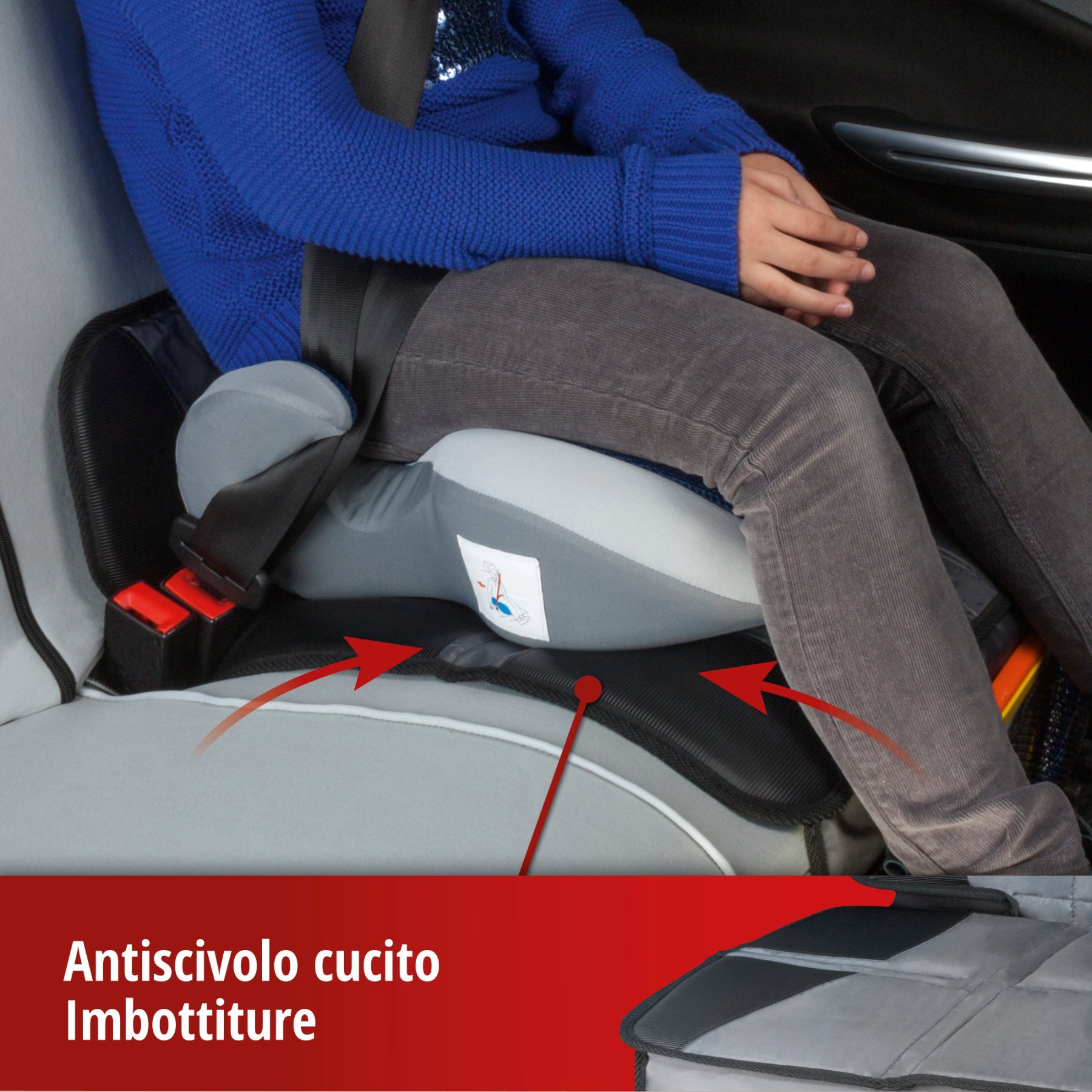 Cuscino per seggiolino Tidy Fred, cuscinetto protettivo per bambini grigio/nero