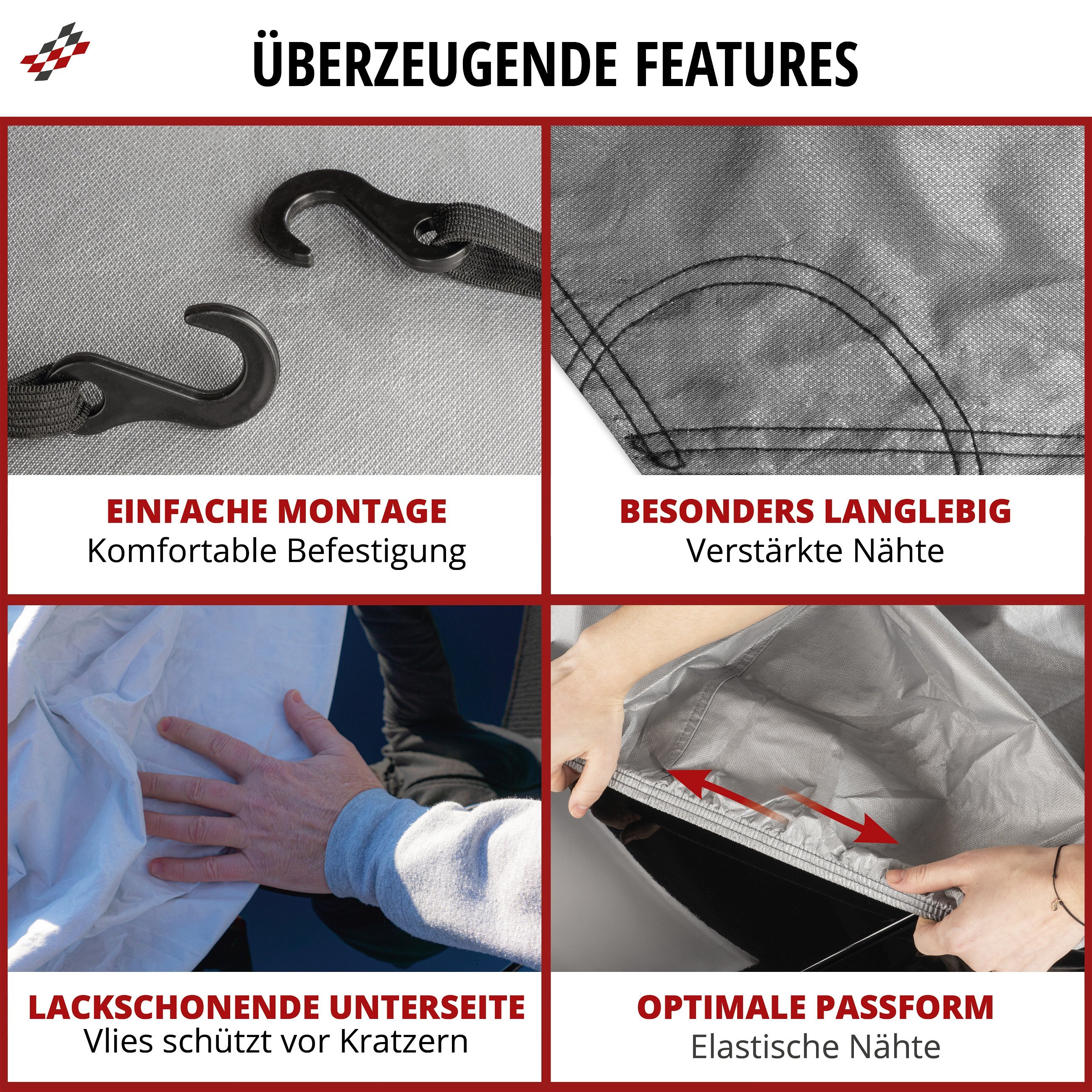 Abdeckplane Auto All Weather Basic, Autoplane Halbgarage Größe M, Autoabdeckung grau