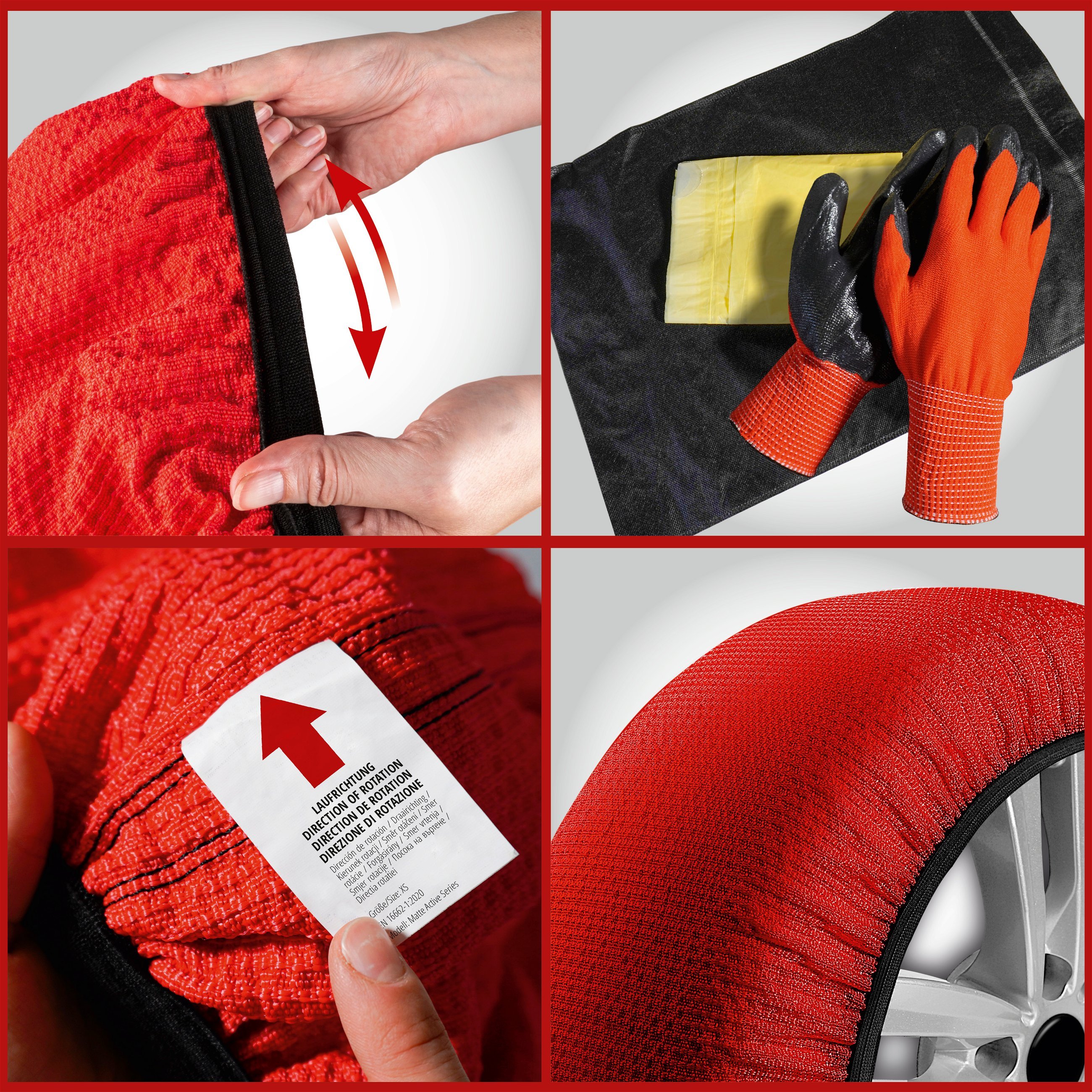 Chaîne à neige en textile Alternative Active S, chaussettes de neige 2 pièces rouge