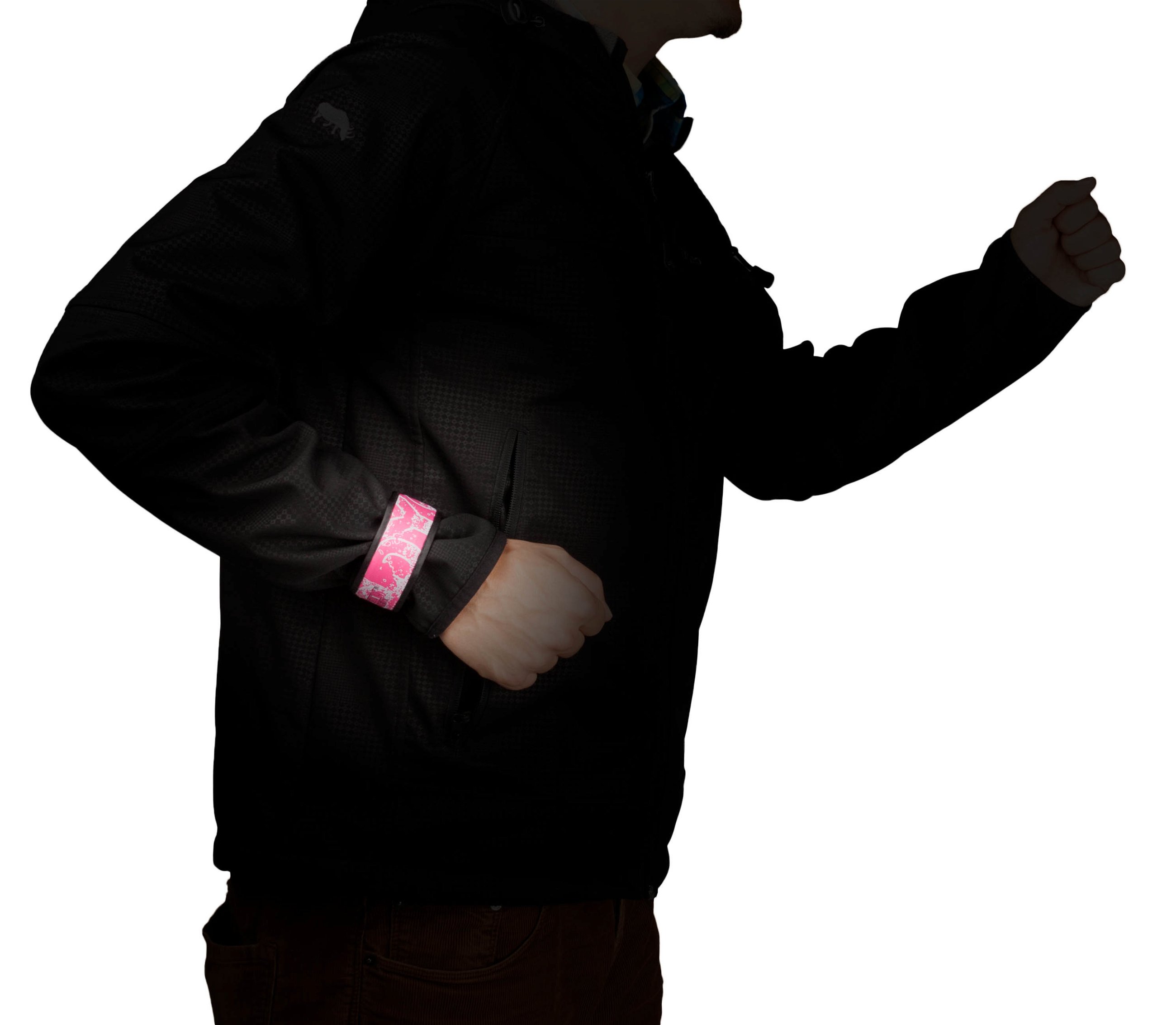 LED Clack Band, glowing Slap Wrap pink
