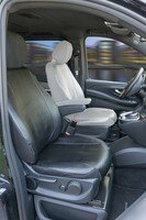 Autostoelhoes Transporter Fit Kunstleer antraciet geschikt voor Mercedes-Benz V-Klasse 447, Enkele zetel Passagier Armsteun binnen