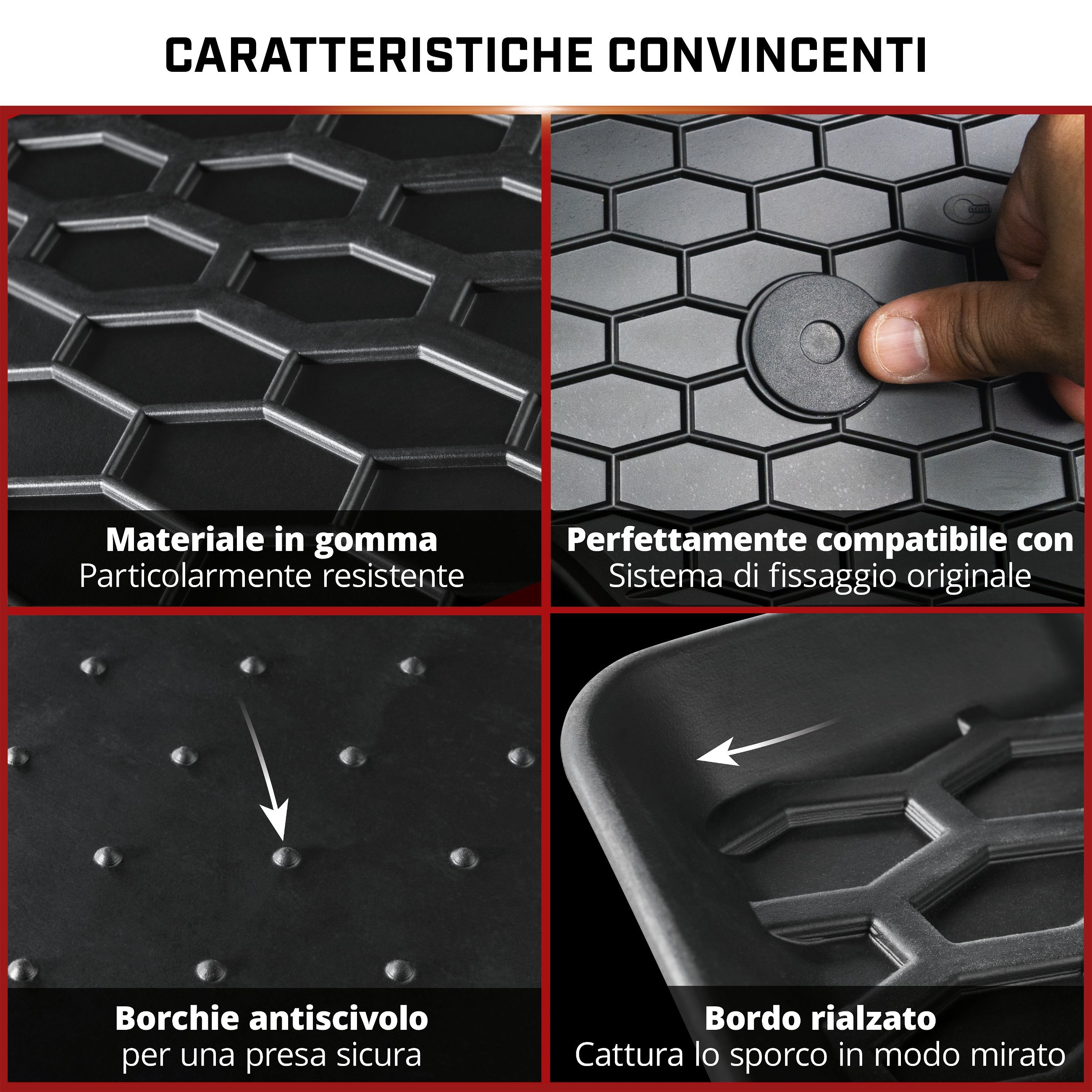 Walser Tappetini in Gomma DirtGuard su Misura Compatibile con Dacia