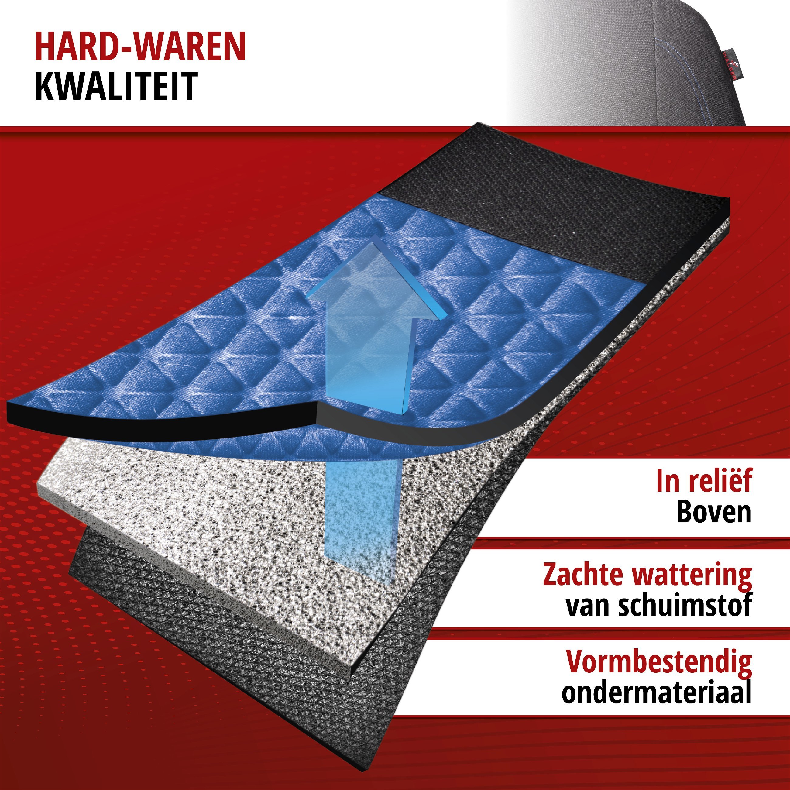 Premium Autostoelbekleding Avignon met Zipper ZIPP-IT, Autostoelhoes set, 2 stoelbeschermer voor voorstoel, 1 stoelbeschermer voor achterbank zwart/blauw