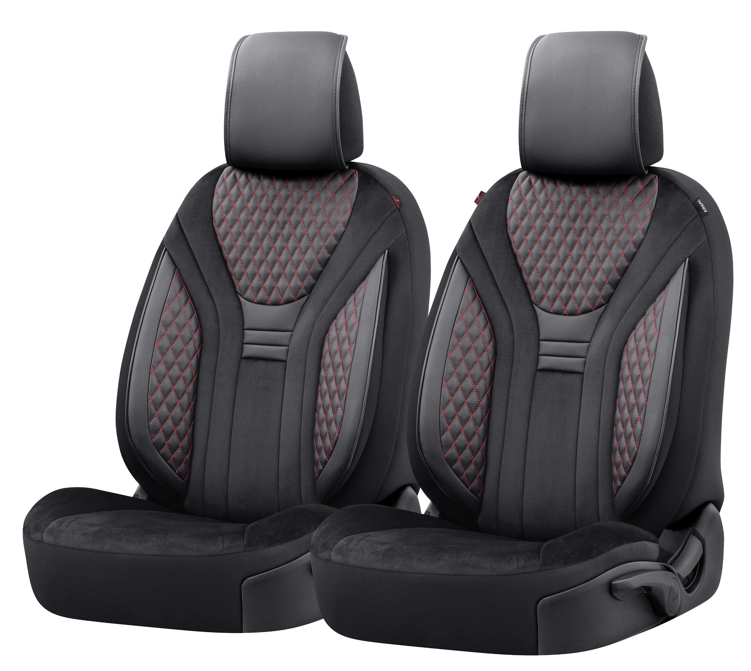 ZIPP IT Premium Car seat covers Balmoral for two front seats with zip-system black/red