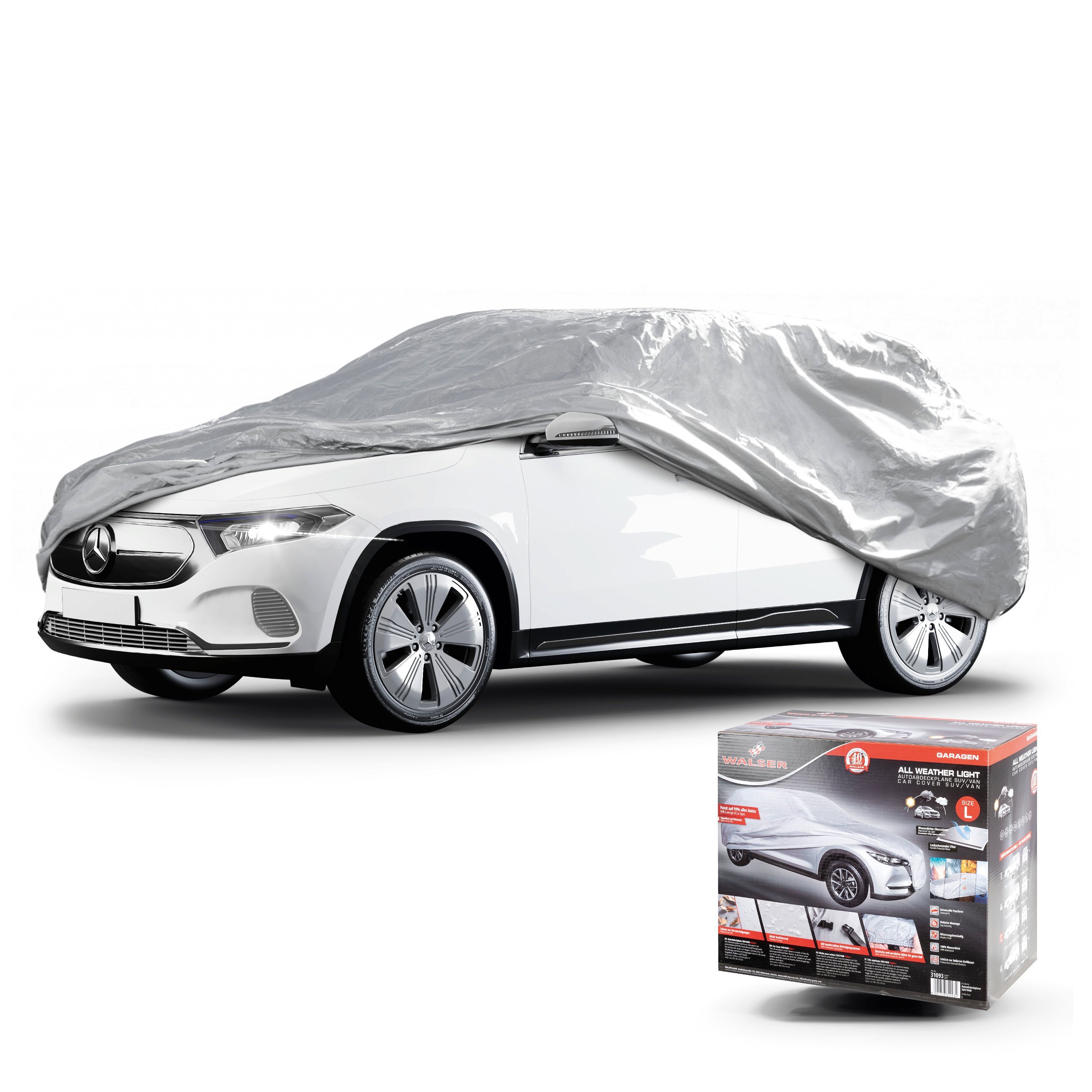 Car tarpaulin All Weather Light SUV full garage size L light grey