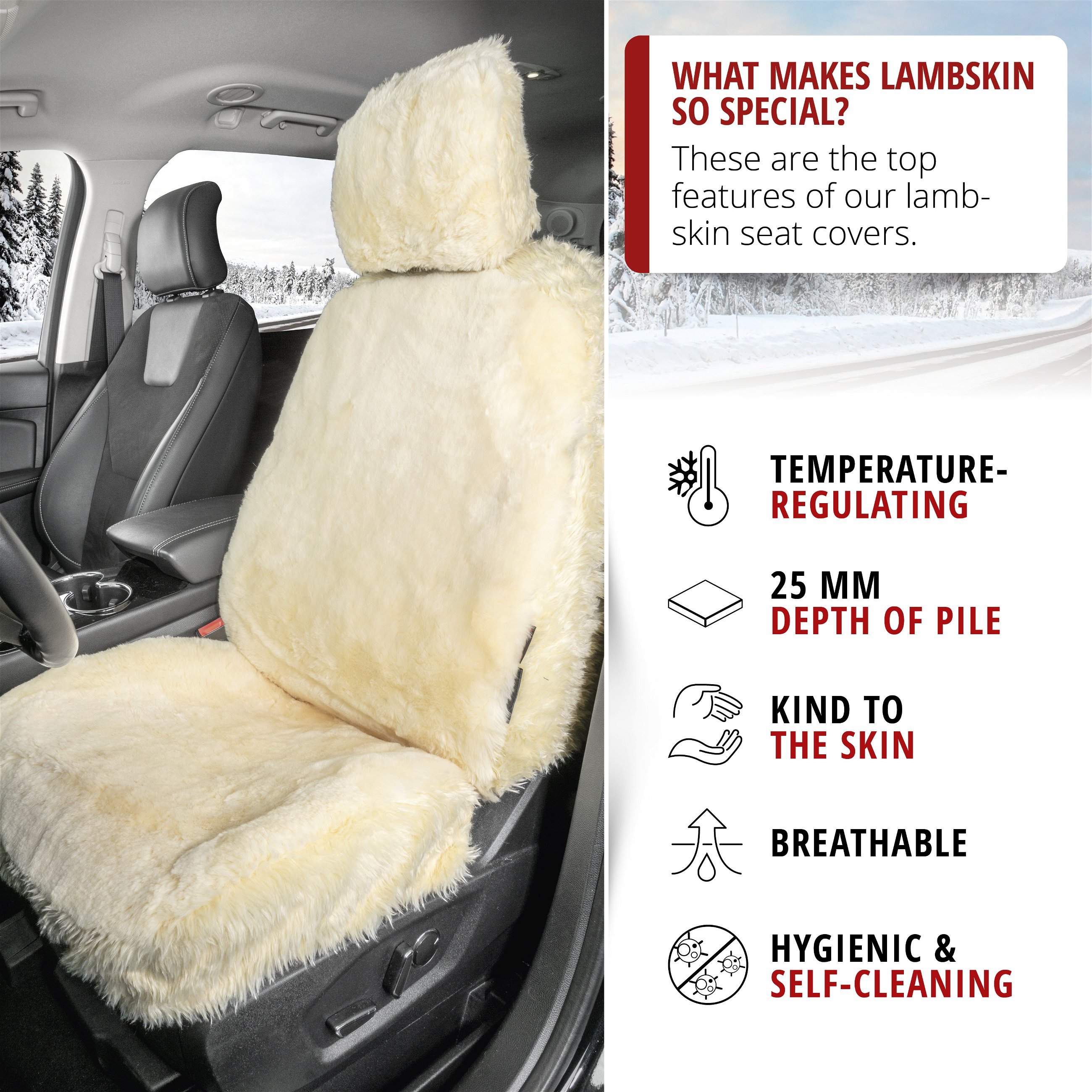 Car Seat cover Maya lambskin beige