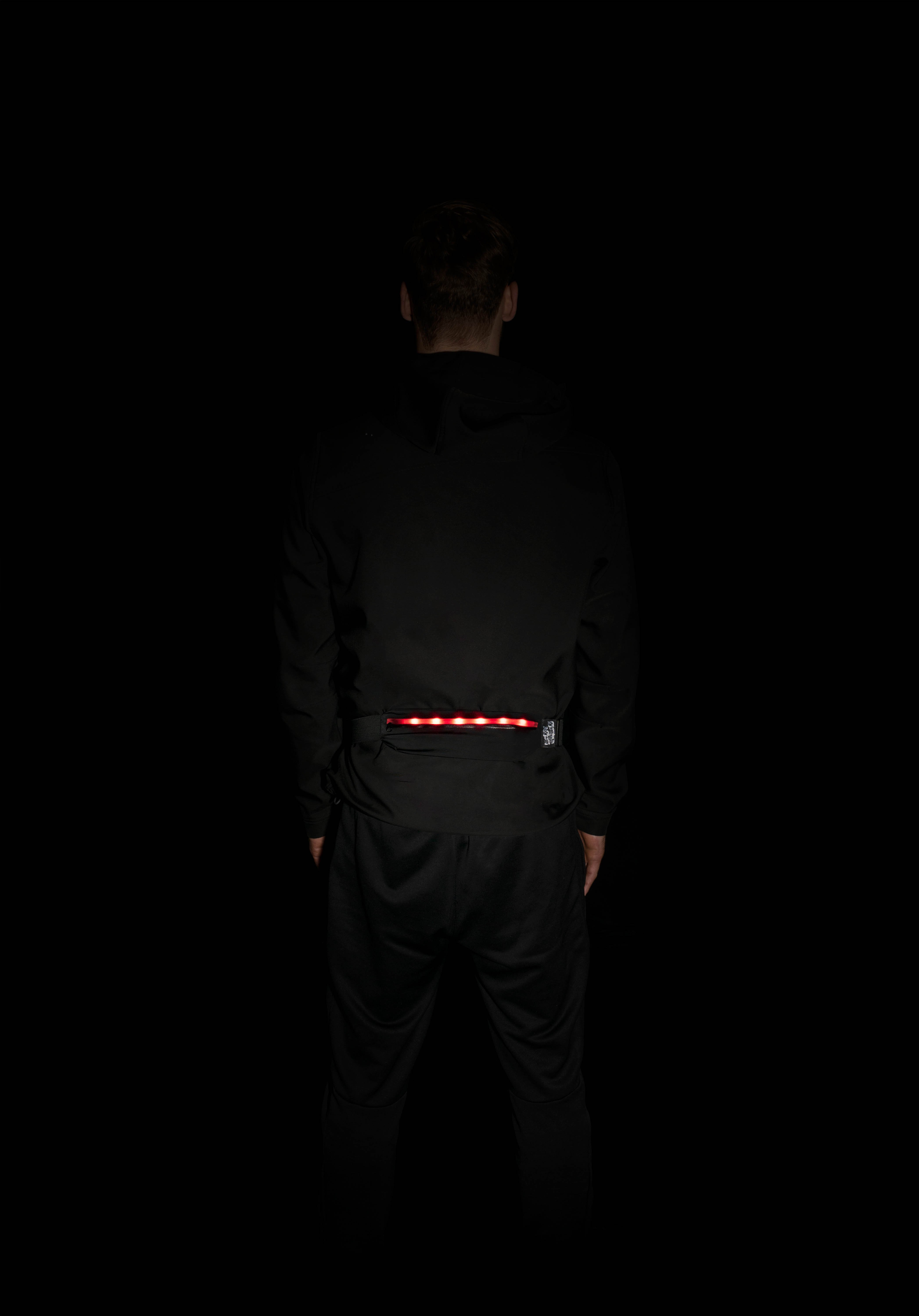 LED belt pouch black red