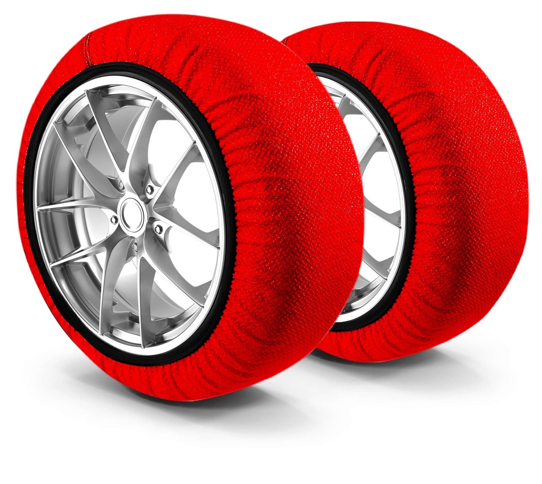 Basic Snow Chains Alternative Active S, Textile Snow Chains, Snow Socks Set of 2 red