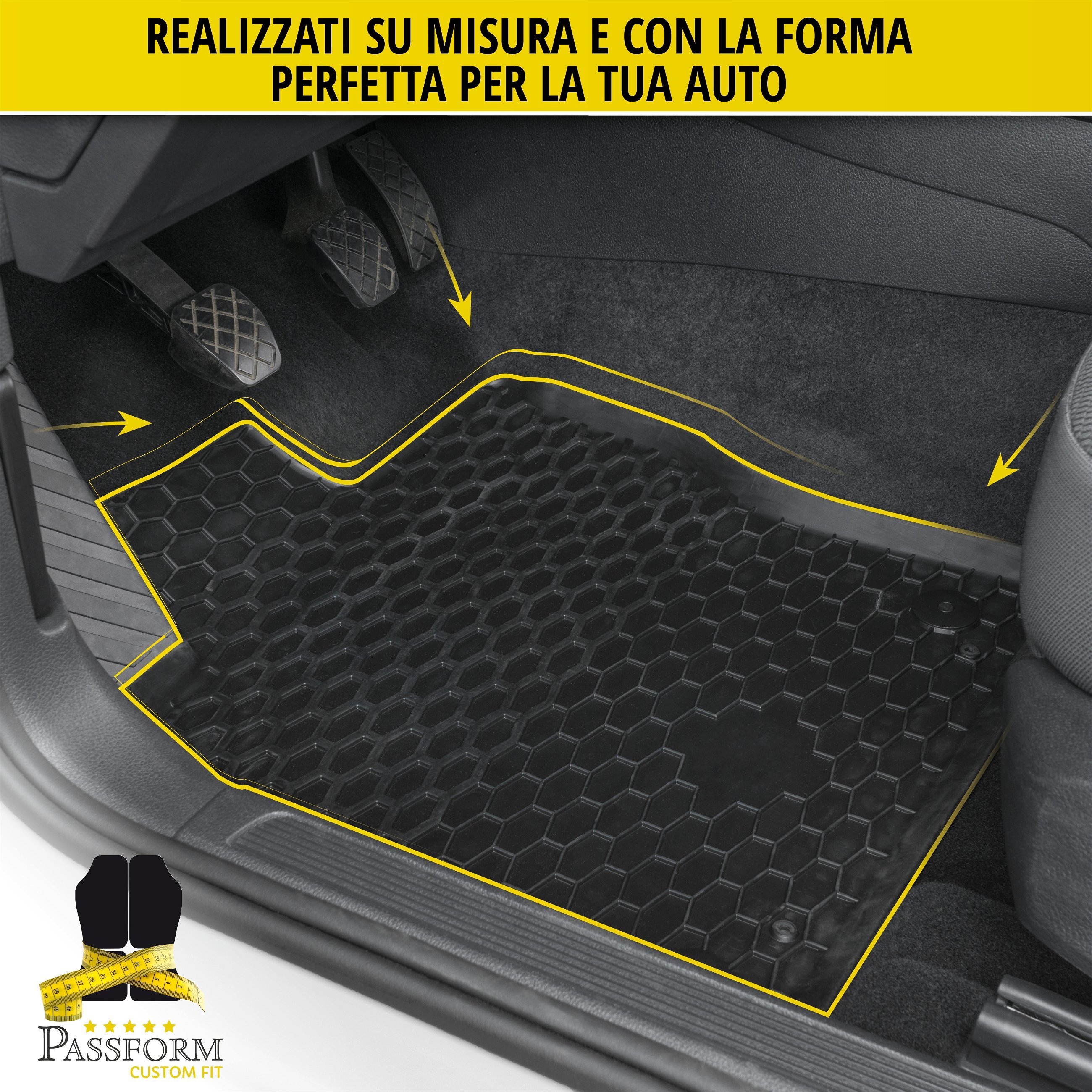 Tappetini in gomma DirtGuard su misura per Opel Grandland X (A18)  2017-Oggi, Peugeot 3008 SUV 2016-Oggi, Citroen C5 Aircross 2018-Oggi, Tappetini in gomma per Opel Grandland X