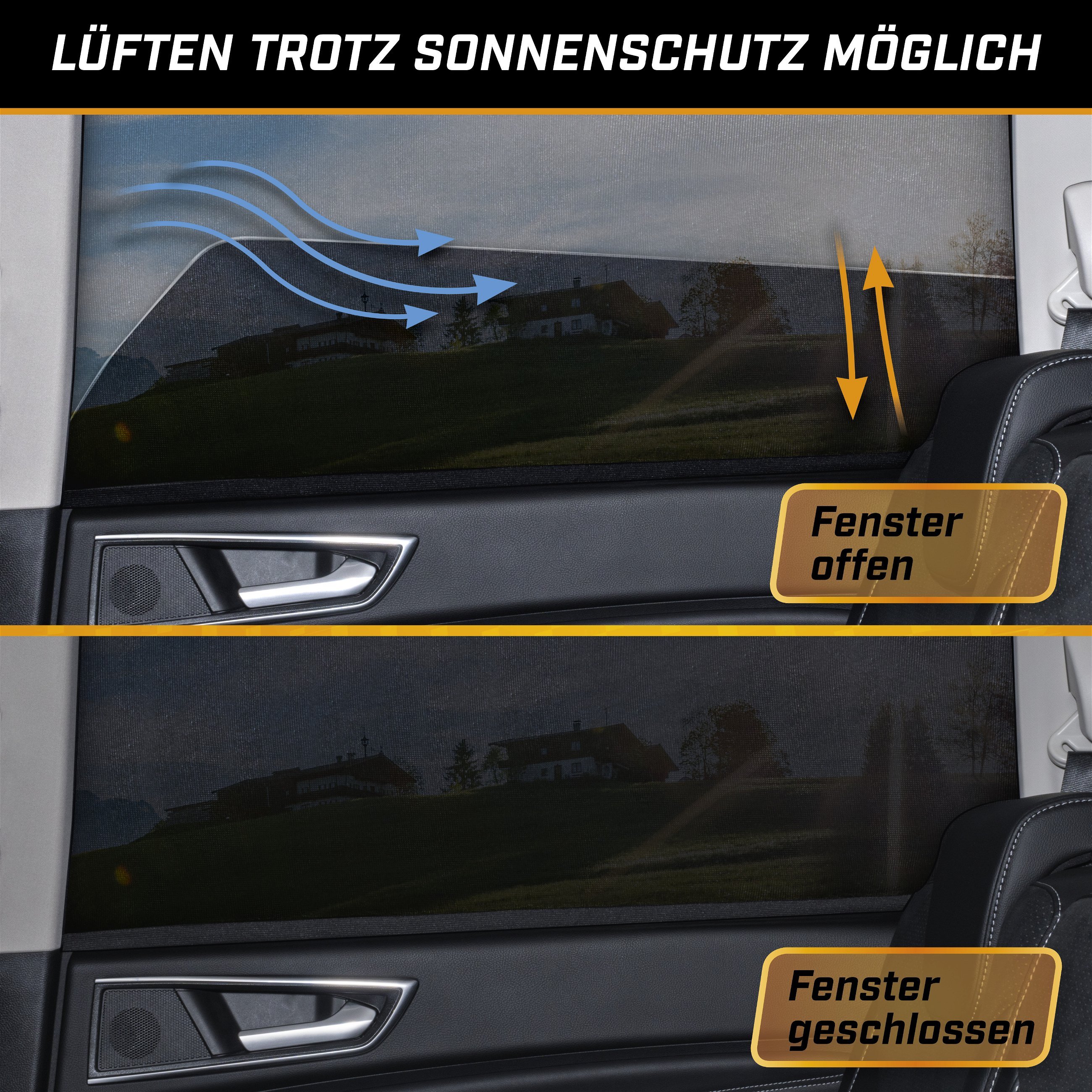 Sonnenschutz Window Sock, 2er Set Sonnenblenden-Seitenscheibe, Auto-Sonnenschutz schwarz